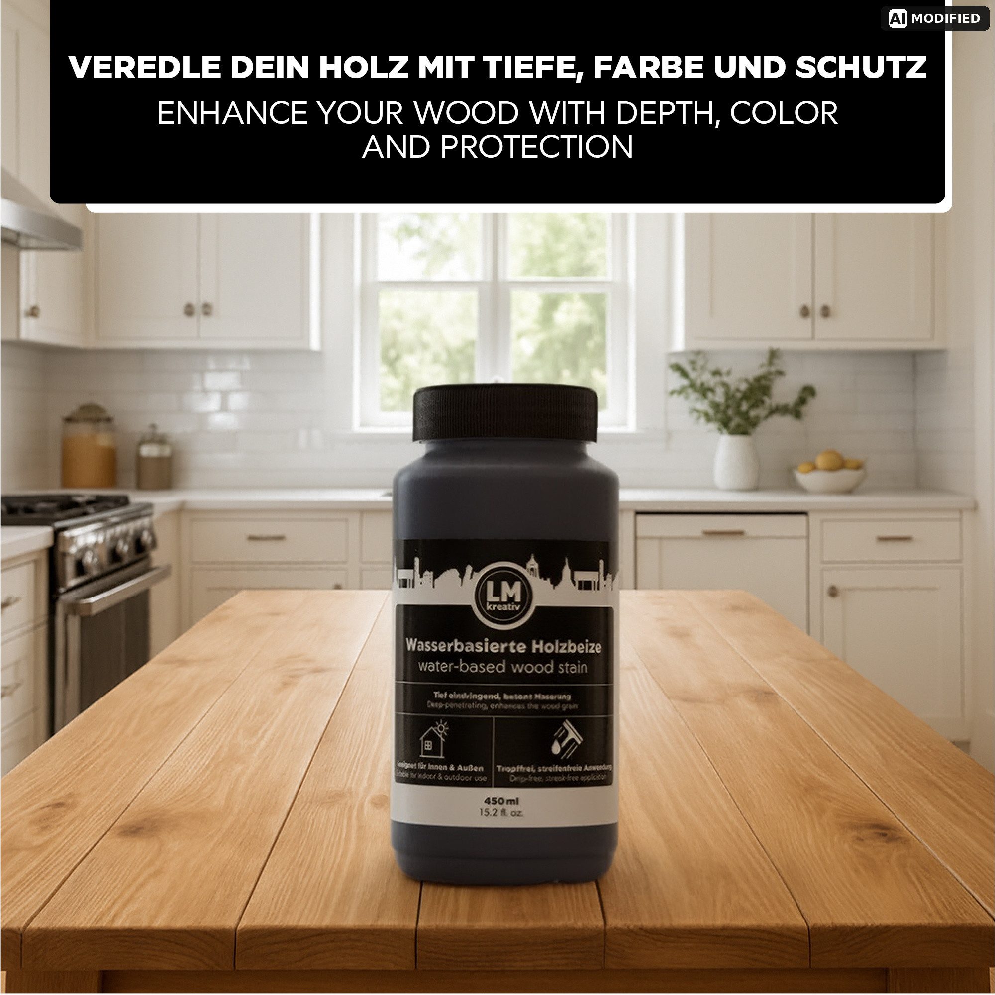 LM-Kreativ Holzbeize Holzbeize wasserbasiert, tief eindringend, betont die Maserung, wasserbasiert, tief eindringend, tropffrei, streifenfrei
