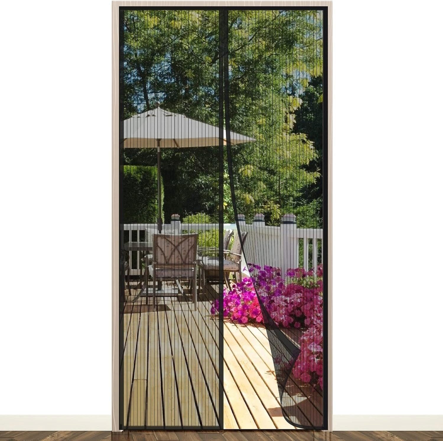 Zengi Insektenschutz-Tür Fliegengitter Tür Magnet 140x240 cm, Magnetvorhang für Balkon,Terasse, (Set, 1-St., Tür-Montageset mit Klettband und Magnetverschluss), selbstschließend, ohne Bohren, Heavy-Duty-Mesh, waschbar, tiergeeignet