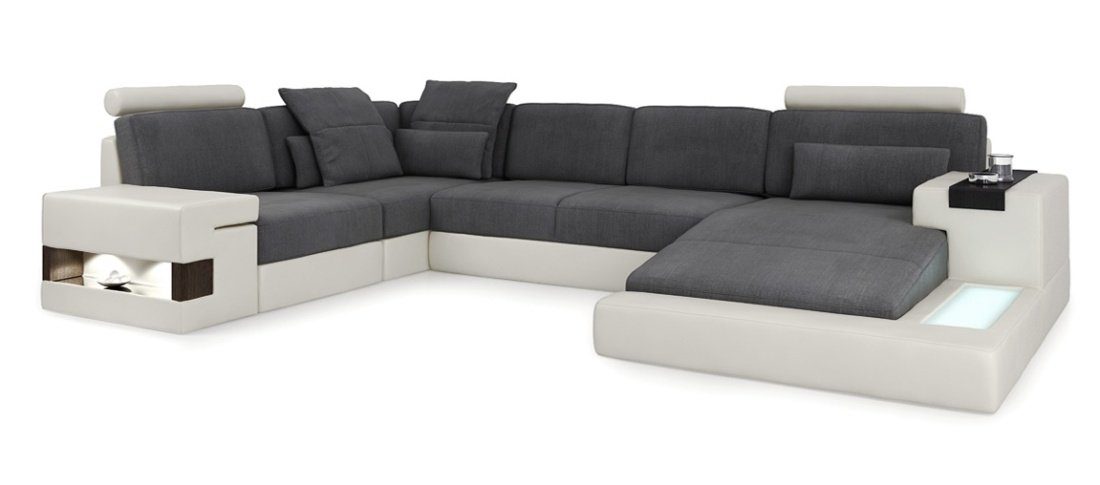 Couch Ecksofa, Ledersofa Sofa Polster Design U-Form JVmoebel Wohnlandschaft Sofa Ecksofa