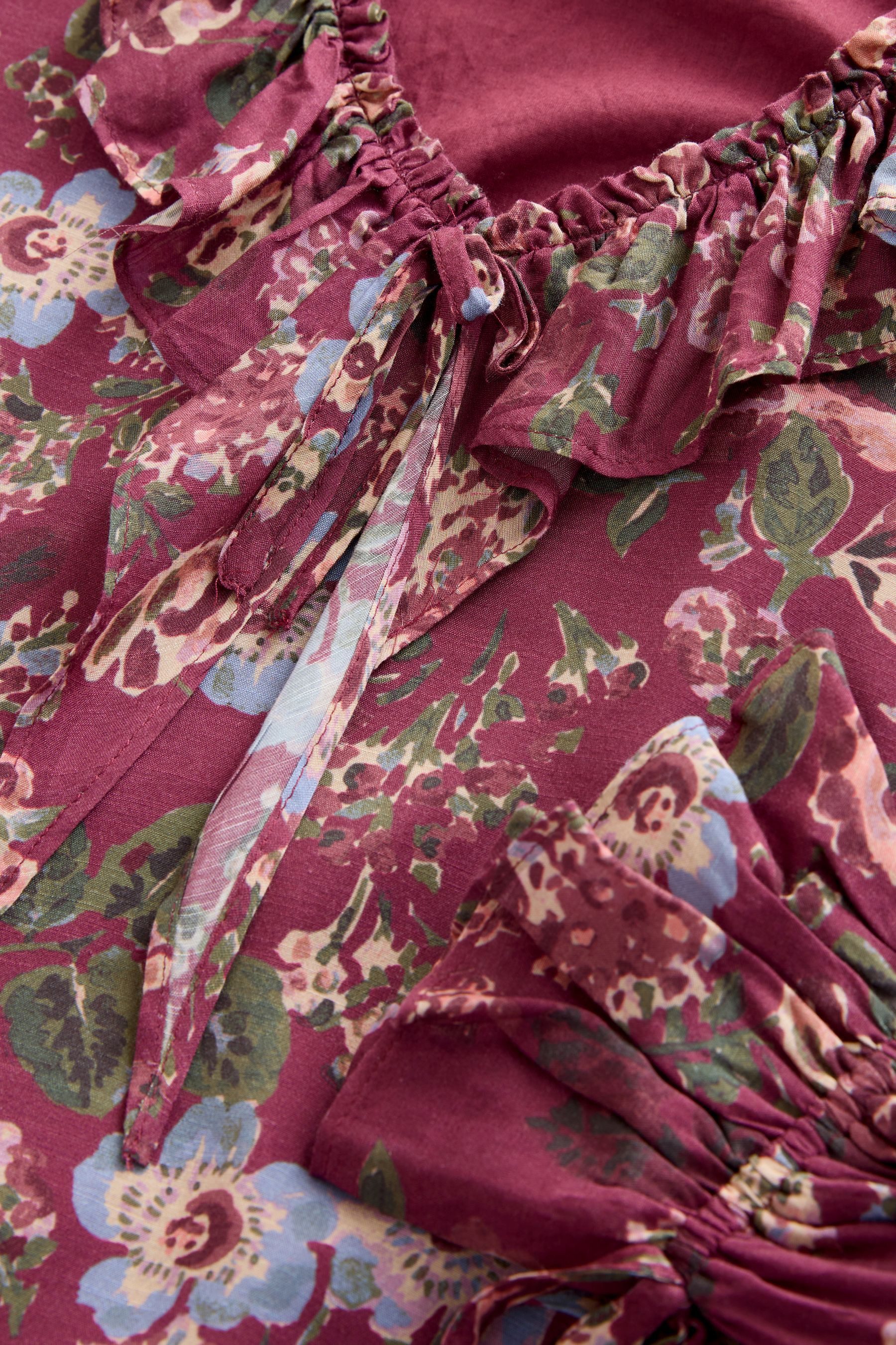 LAURA ASHLEY Minikleid Laura Ashley Boho-Minikleid mit Raffung (1-tlg)