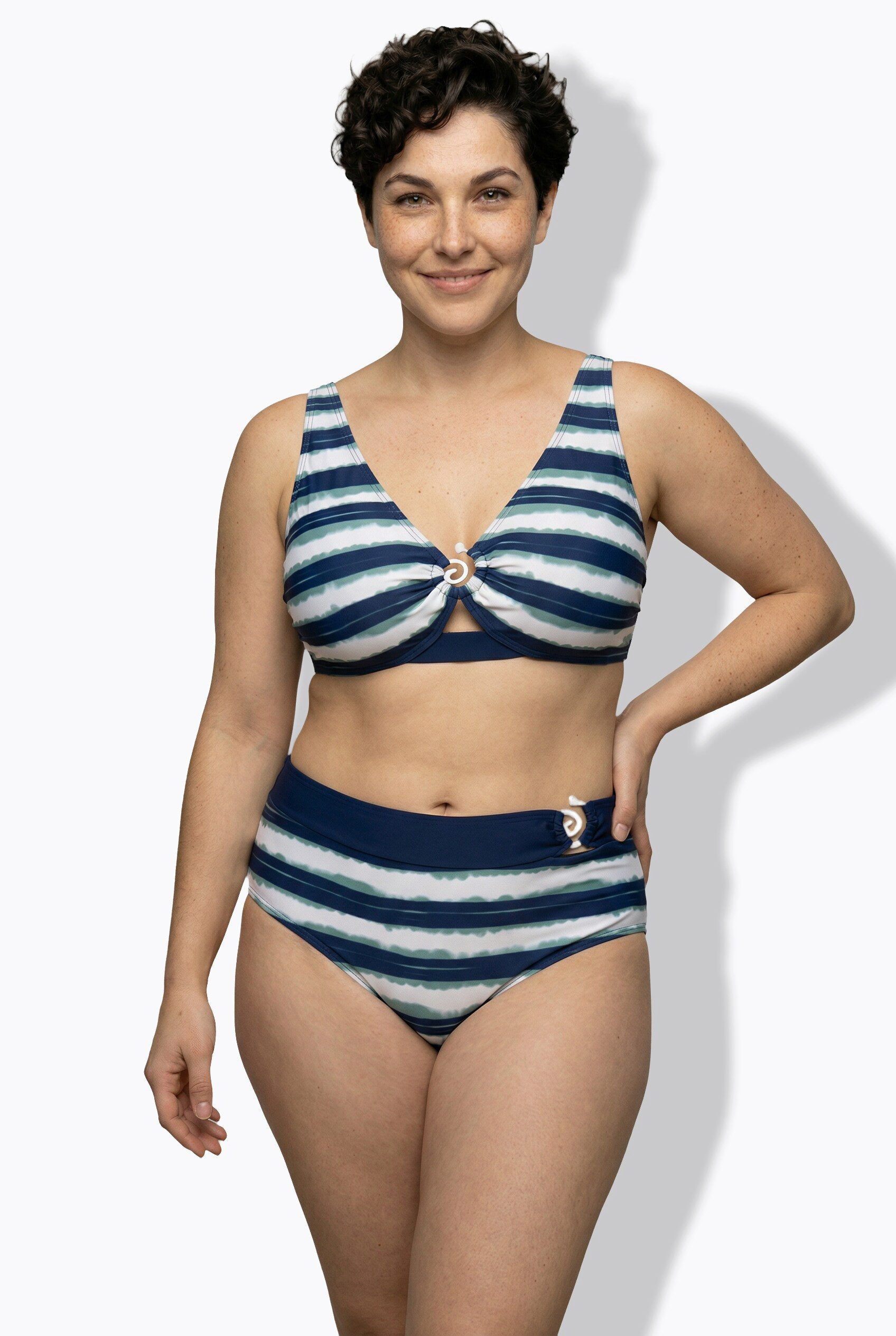 Ulla Popken Soft-BH Bikini Streifen Softcups Träger verstellbar