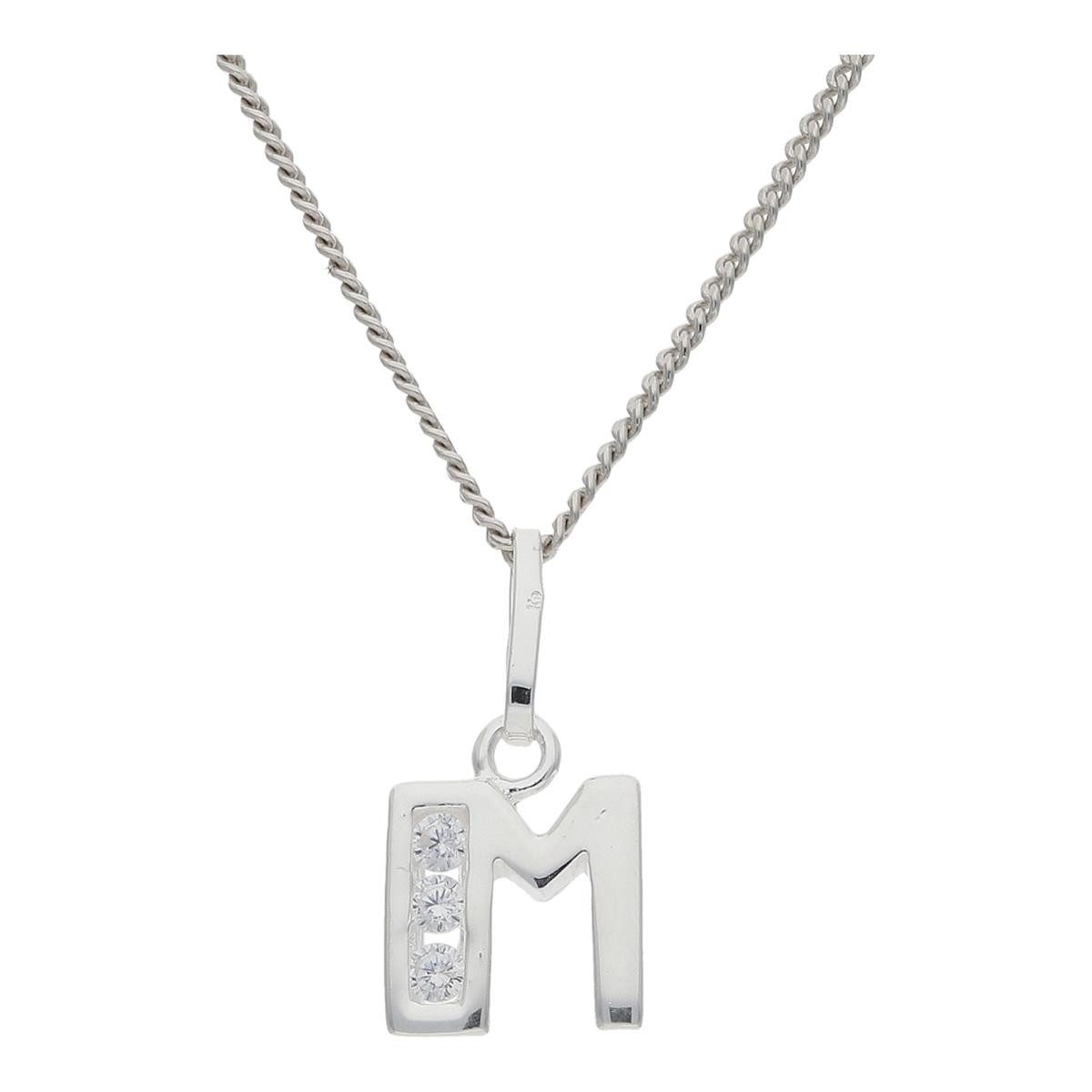 Buchstabenanhänger JuwelmaLux Anhänger Buchstabe "M" 925/000 Sterling Silber mit synth. Z