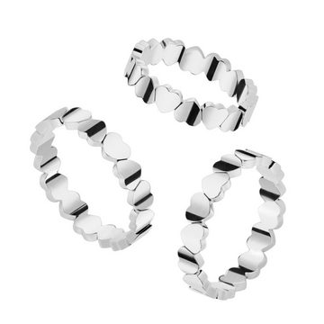 BUNGSA Fingerring Ring verbundene Herzen Silber aus Edelstahl Damen (1 Ring, 1-tlg), Frauen Mädchen