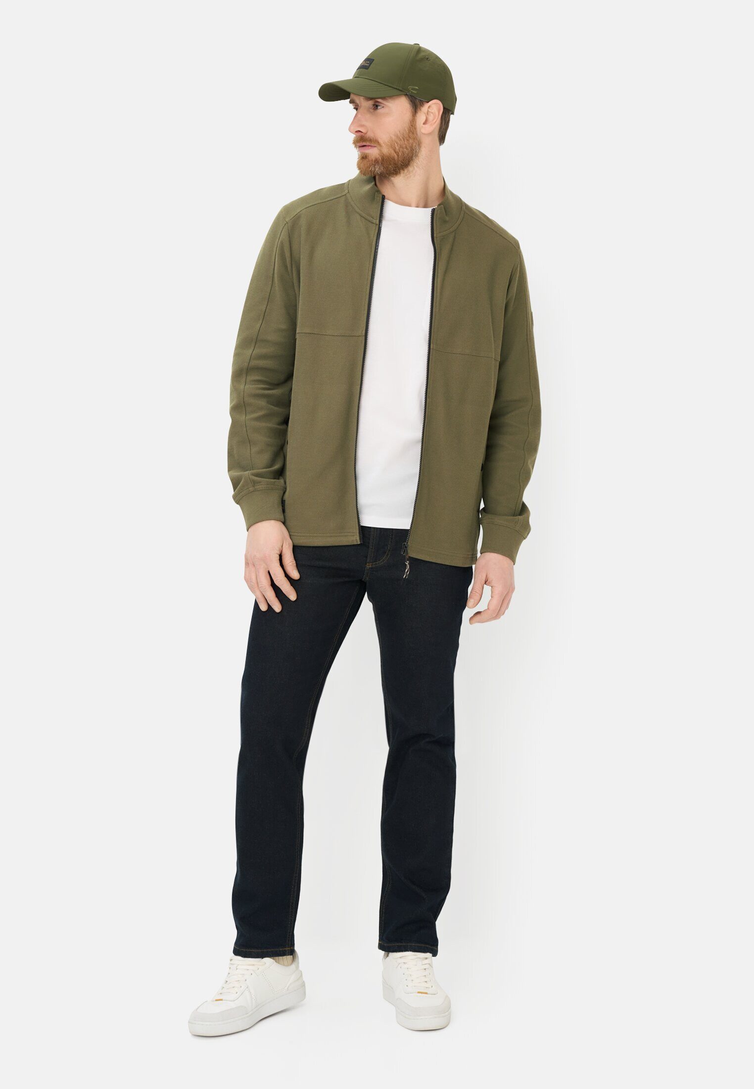 camel active Sweatjacke mit verstellbarem Tunnelzug Langarm