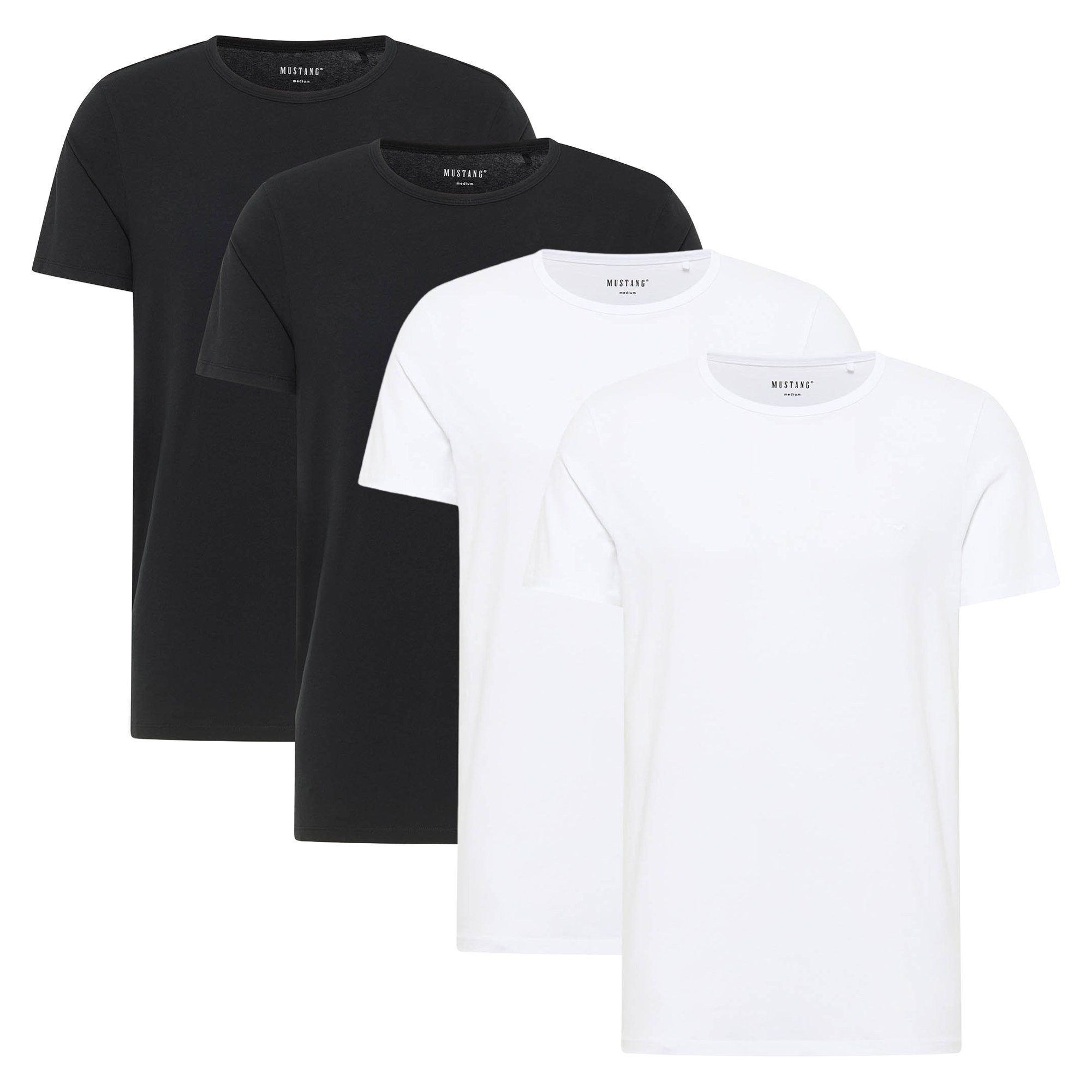 MUSTANG T-Shirt Herren T-Shirt 4er Pack Baumwolle (Packung, 4er Pack)