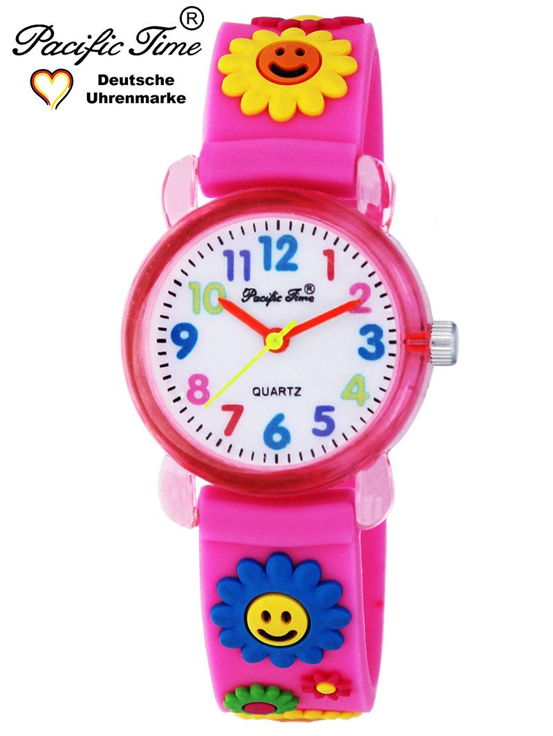 Pacific Time Quarzuhr Kinder Armbanduhr Blumen Silikonarmband, Gratis Versand