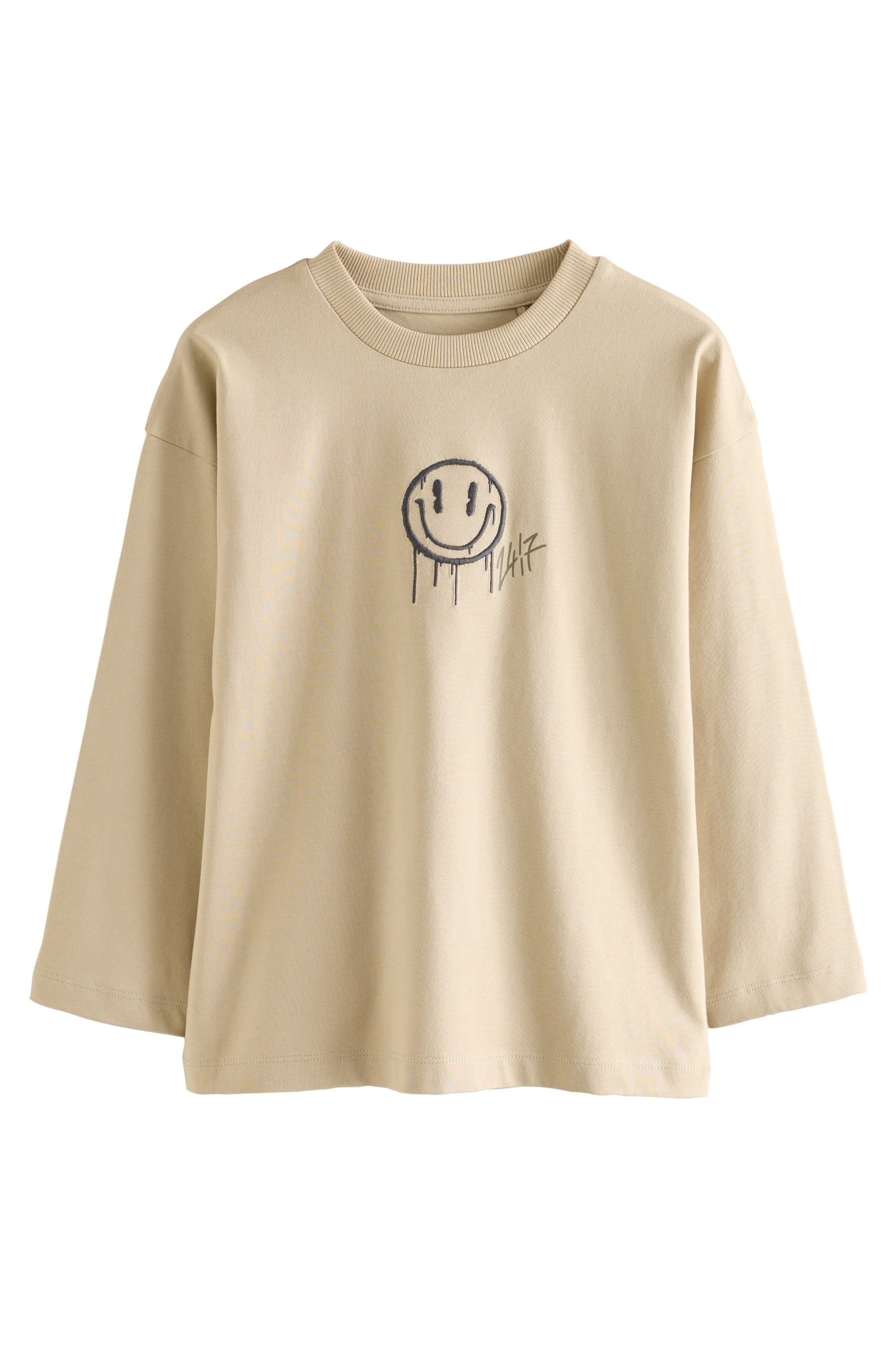 Next Langarmshirt Relaxed Fit Langarmshirts mit Grafik, 3er-Pack (3-tlg) – Bild 3 von 5
