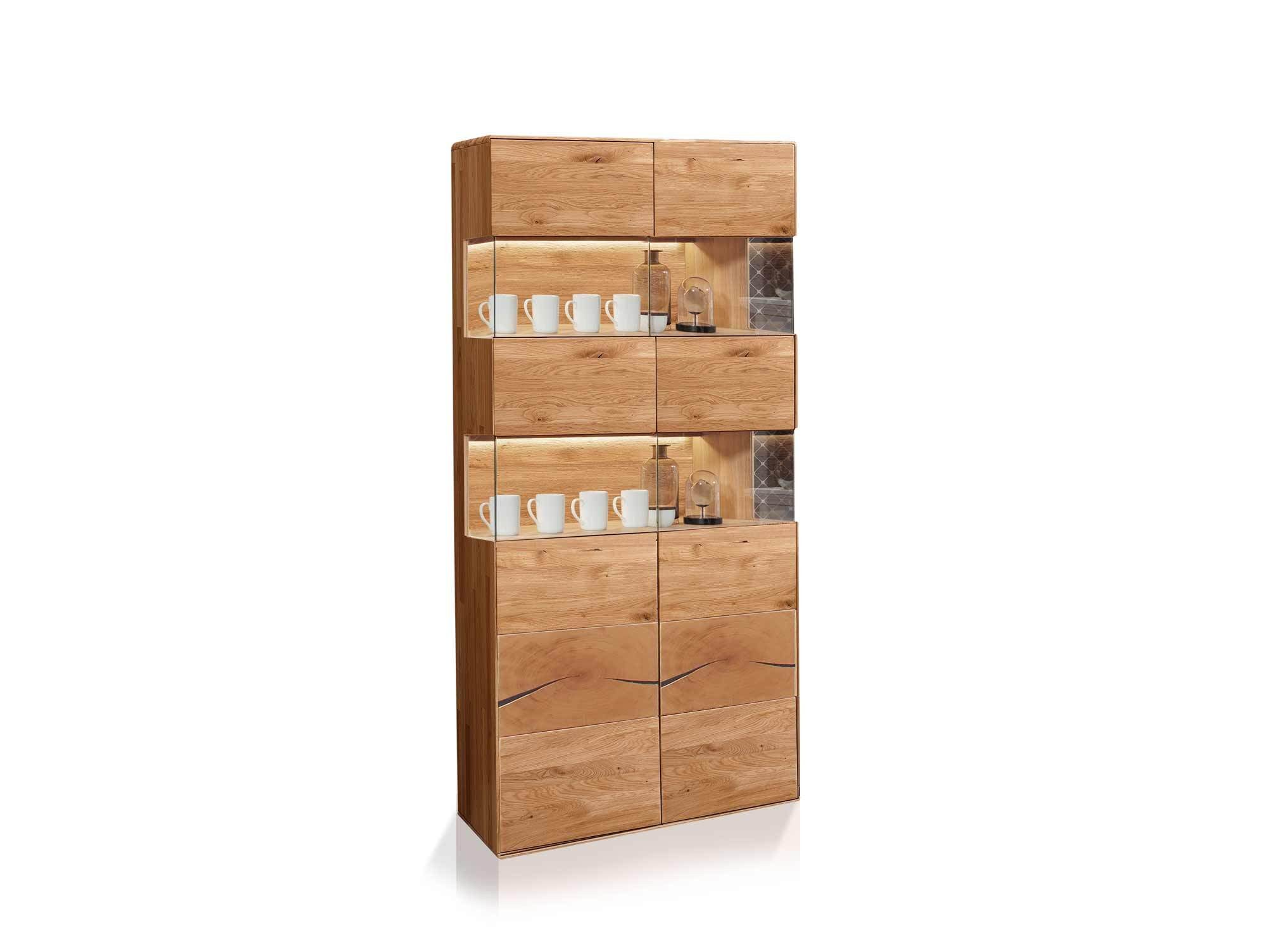 Moebel-Eins Vitrine SARRAGOSSA Vitrine II, Material Massivholz, Wildeiche geölt