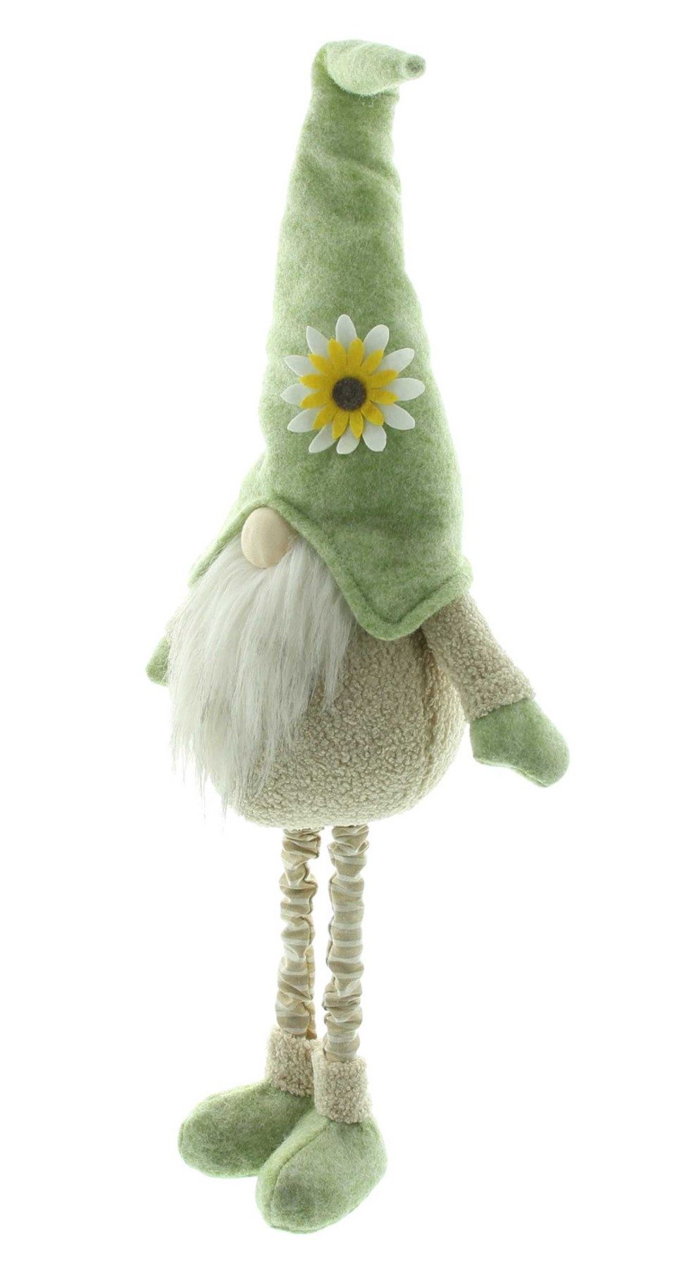 Dekoleidenschaft Wichtel "Blumenmütze" Dekofigur, Teleskop-Beine, max. 97 cm hoch, Dekowichtel, Frühlingswichtel stehend