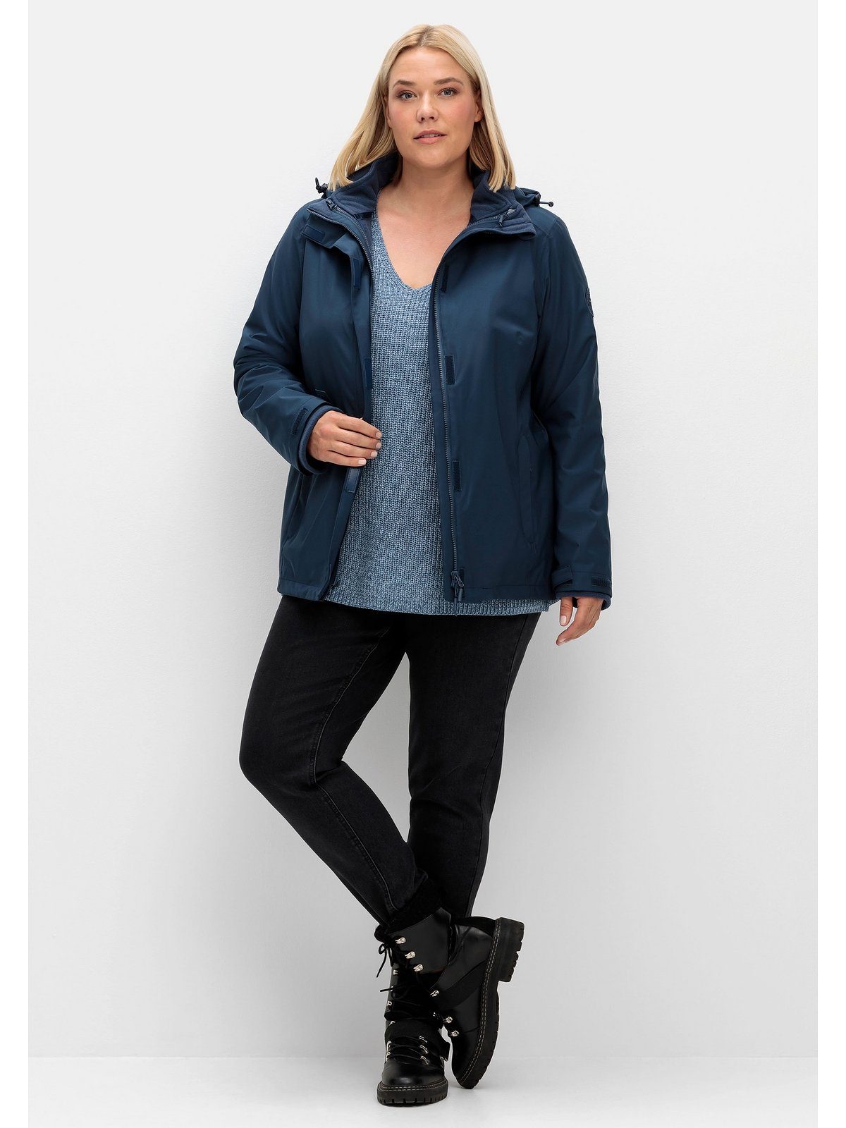 3-in-1-Funktionsjacke wind- wasserdicht Große Größen Fleece-Innenjacke, mit Sheego und