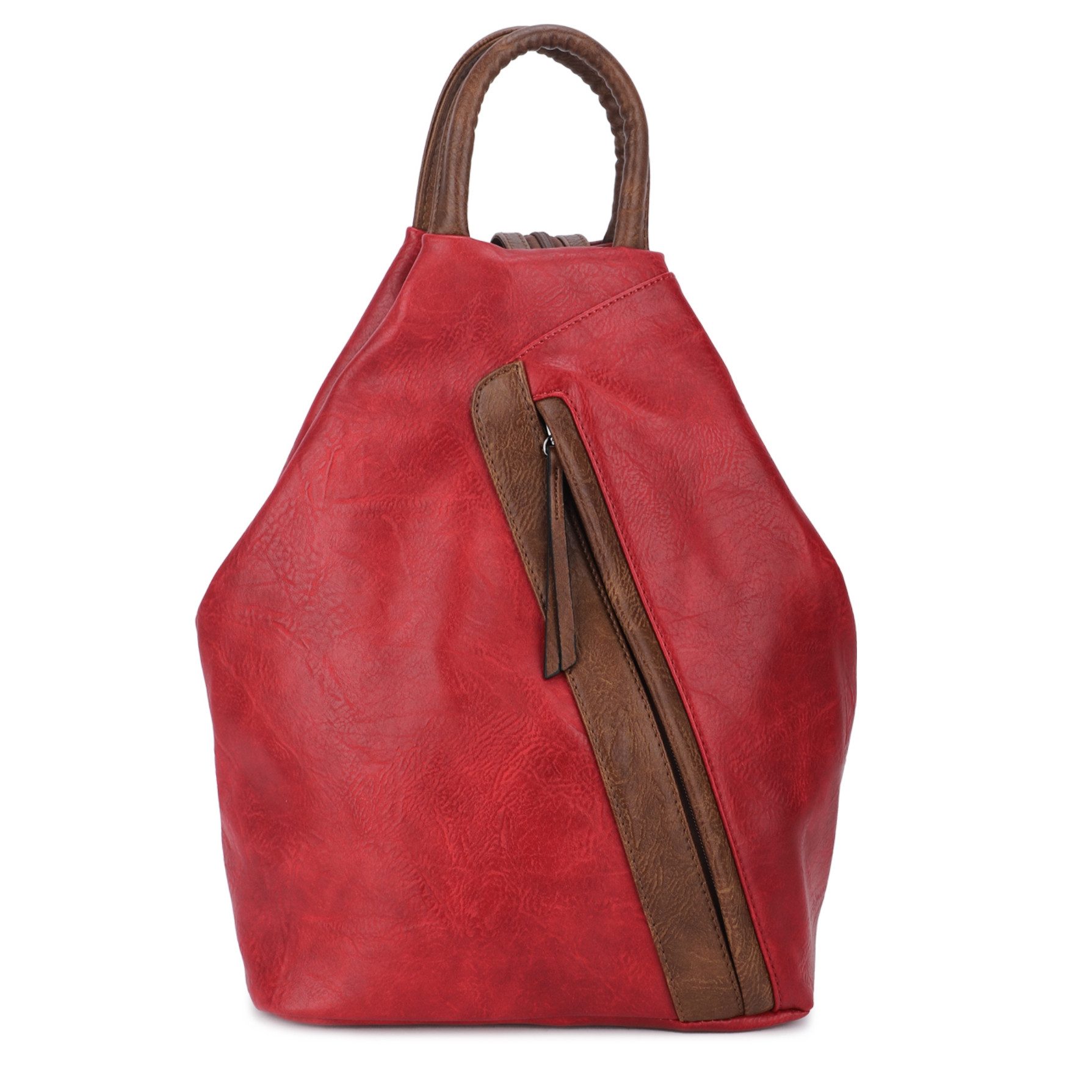 MIRROSI Tagesrucksack Damen Rucksack Kunstleder 25x13x35 cm – Cityrucksack (ca. 25 x 13 x 35 cm), mit Reißverschluss, Henkel, Schulterriemen & Frontfach