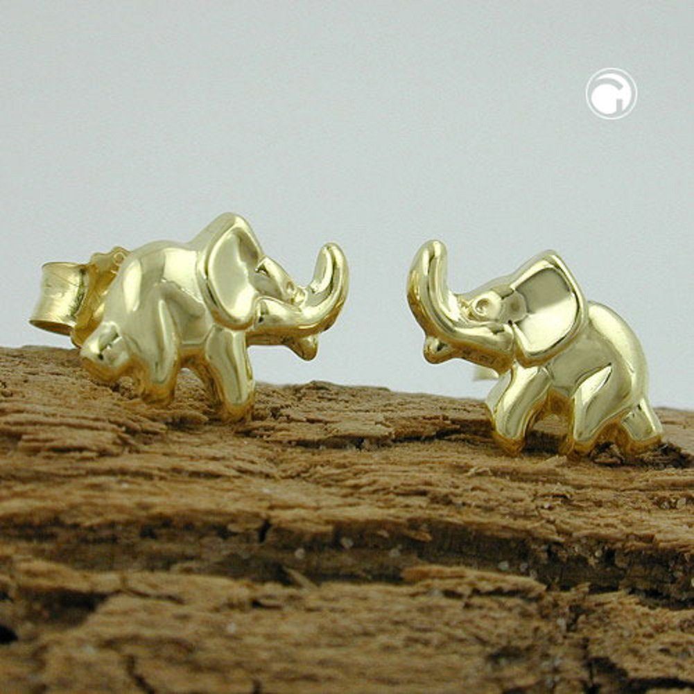 Ohrstecker für 375 Schmuckbox, Karat glänzend Goldschmuck x 9 unbespielt Paar mm inkl. Kinder 10 Ohrstecker Elefant 7 Gold Kinder