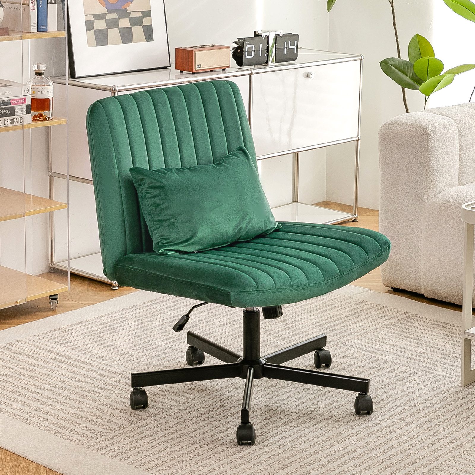 REDOM Bürostuhl Stoff-Bürostuhl höhenverstellbar, armlehnenlos, mit weicher Polsterung (Leichtgängige Rollen, schlankes Design für kleine Räume, 1 St), 67x92x67 cm Vielseitig als Schreibtischstuhl & Beistellstuhl nutzbar