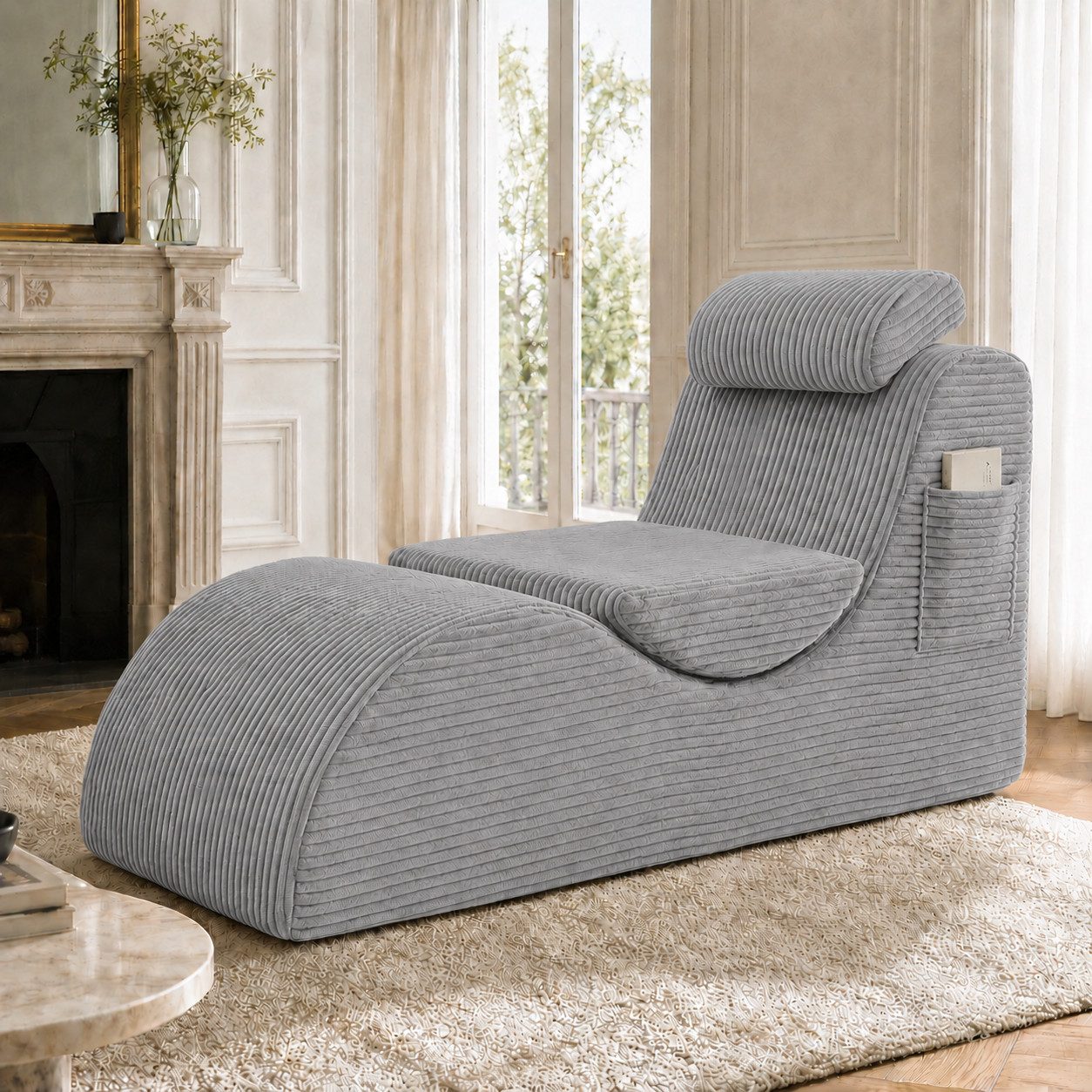 TavilaEcon Relaxliege Moderner Freizeit-Sessel mit Design, 1 Teile, mit praktischer Seitentasche & flexiblem Kissen