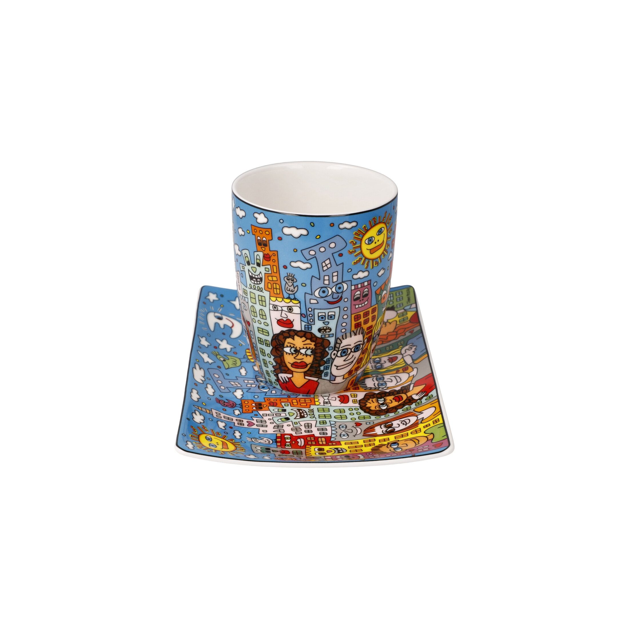 Goebel Tasse James Rizzi, Porzellan, Spülmaschinengeeignet, Mehrfarbig, Sonne, H: 12cm