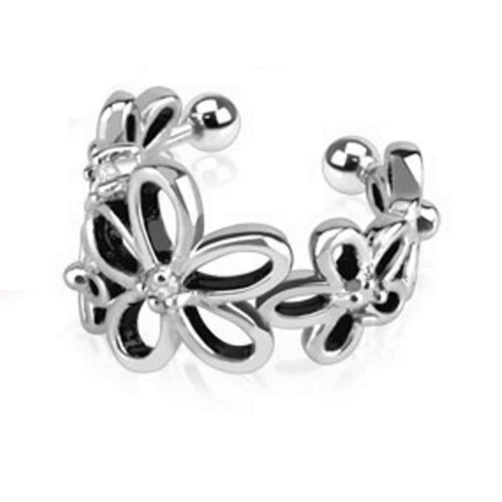 BUNGSA Ohrklemme Ohrklemme Blume silber aus Messing für Damen (1 Stück, 1-tlg), Ohrschmuck Ohrringe