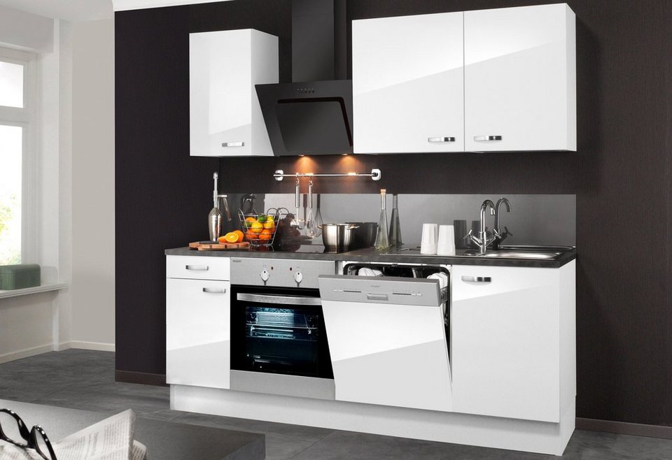 OPTIFIT Küchenzeile Ole, mit E-Geräten, Breite 210 cm, Küchenzeile mit  Tür-und Schubkastendämpfer