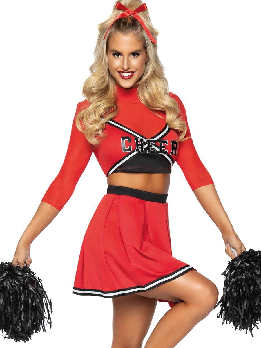 Leg Avenue Kostüm Cheerleader rot, Kurz, knapp und sportlich.