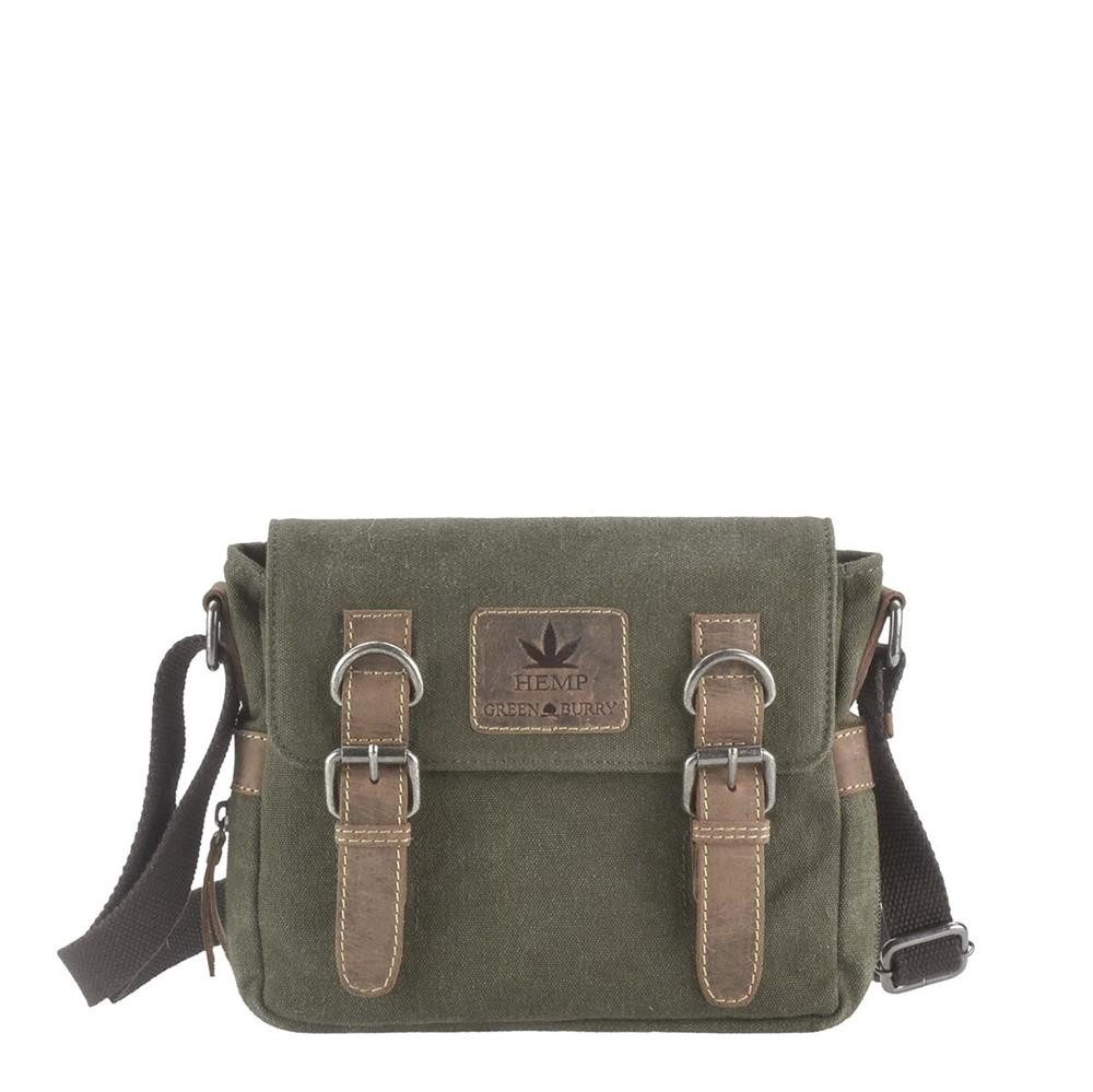 Greenburry Umhängetasche Vintage Hemp, Schultertasche, Hanf und Leder