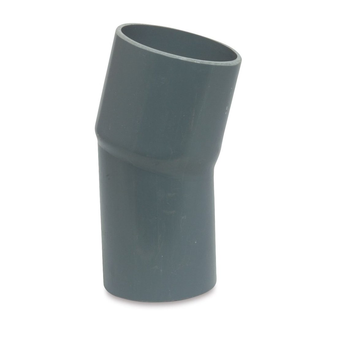 Mega Group Gewindefitting Bogen 15° PVC-U Muffe x Stutzen 12,5 bar, grau - aus Rohr hergestellt, Ø 90 mm (PN12,5)