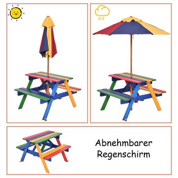 COSTWAY Kindersitzgruppe, 2 Stühlen & Sonnenschirm, 4 Sitze, 79x71x52,5cm