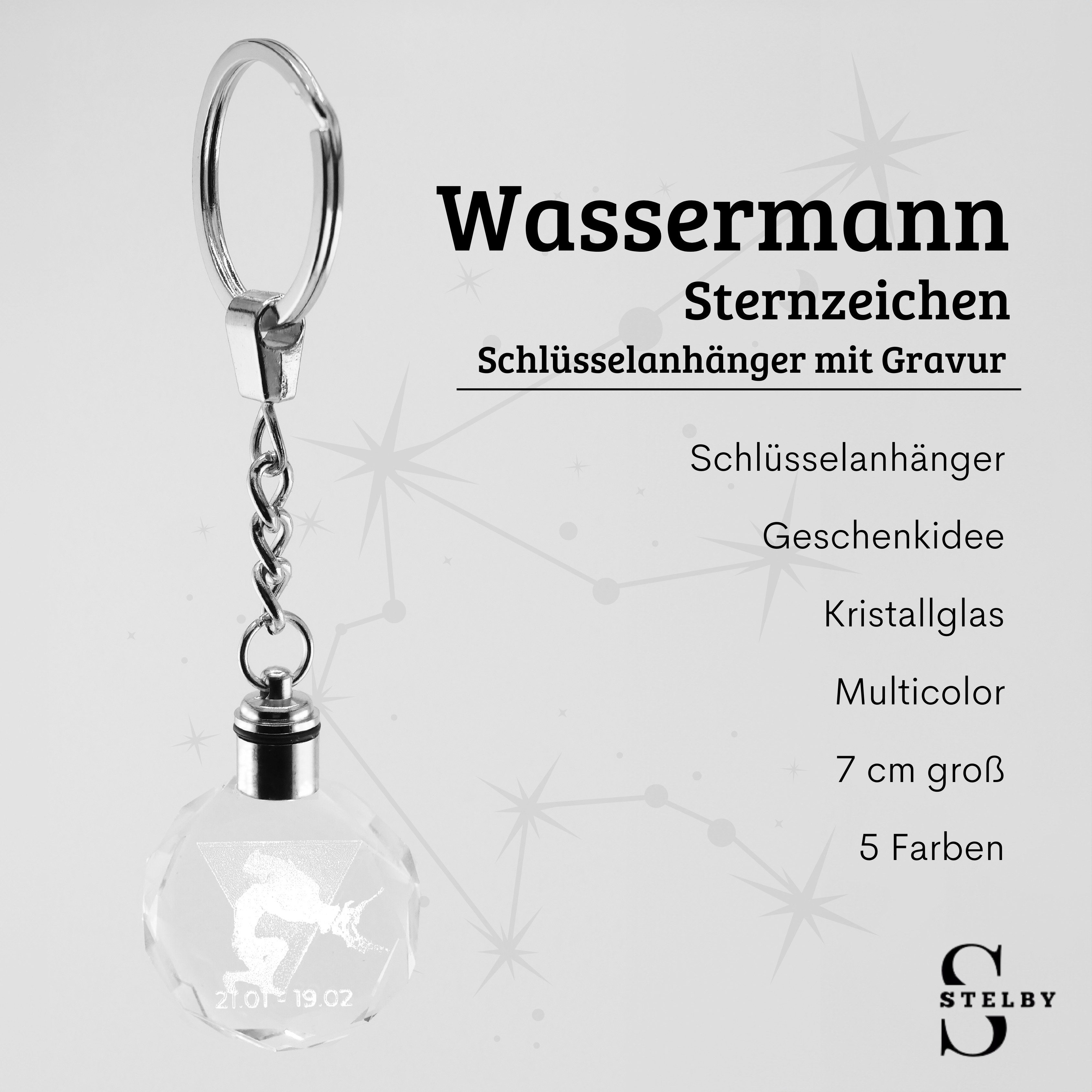Stelby Schlüsselanhänger mit Gravur Sternzeichen Wassermann Multicolor Schl günstig online kaufen