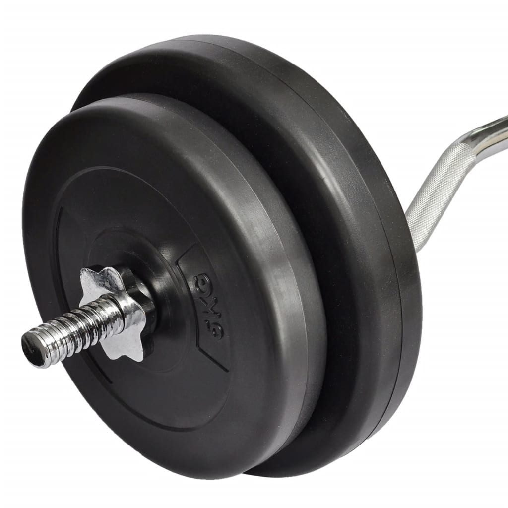 furnicato Langhantel Hantelset mit Curlstange 30 kg 120 cm