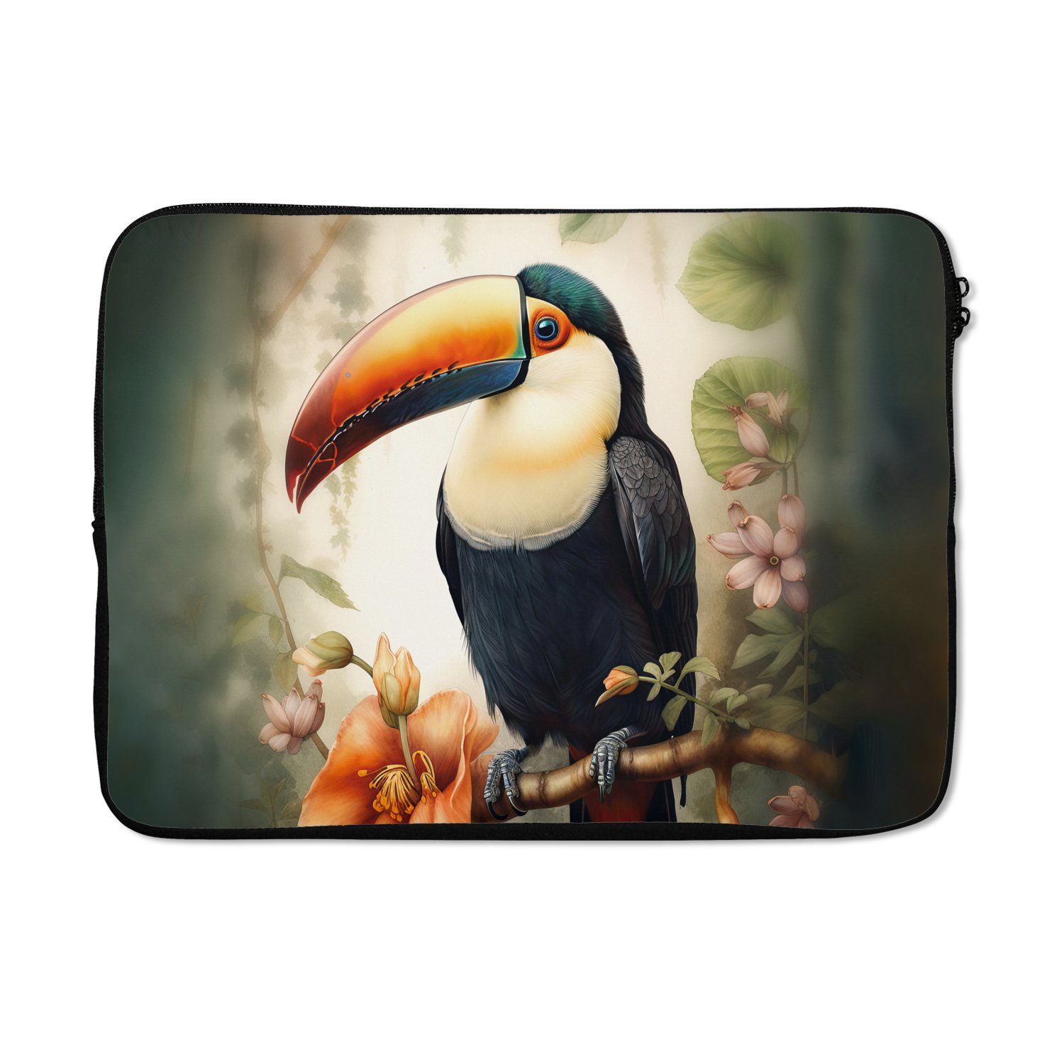 Laptop-Hülle Tukan - Vogel - Blumen - Pflanzen