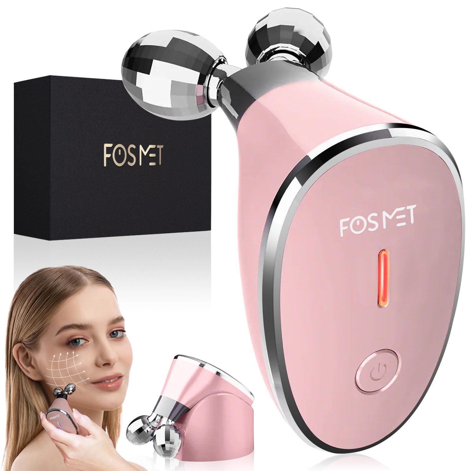 FOSMET Gesichtsmassagegerät 5-in-1 EMS Mikrostrom Gesichtsmassagegerät zur Straffung & Elastizität, Mikrostrom Gesichtsmassagegerät für straffere und gepflegte Haut