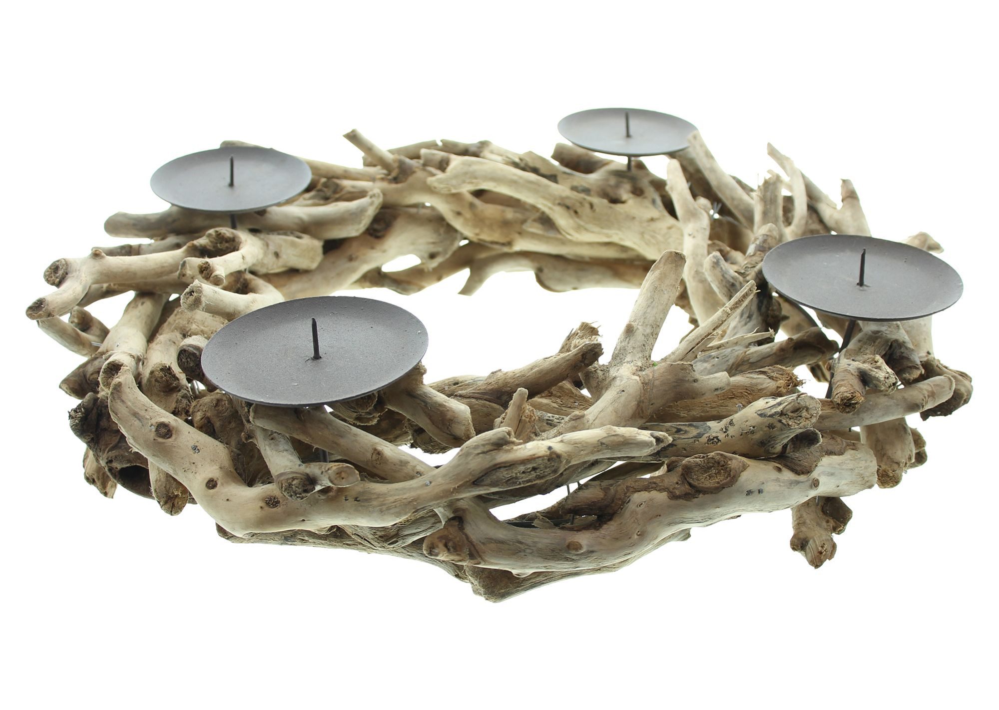 Dekoleidenschaft Adventskranz aus Treibholz Ø 40 cm, Tischkranz, Kerzenhalt günstig online kaufen