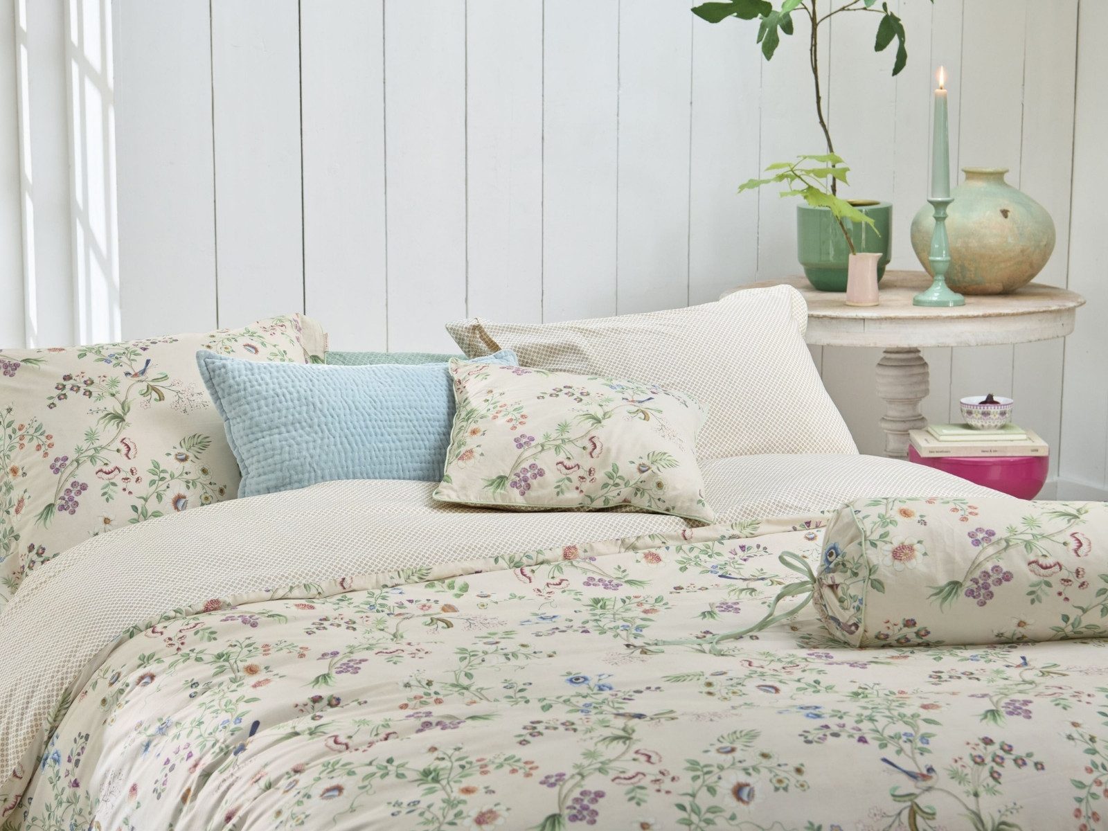 PiP Studio Dekokissen Lotus Lullaby Kissen Rolle off-white 22x70cm (1Stück)