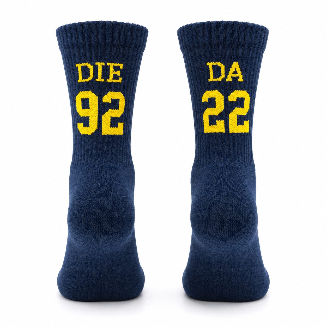DIE FANTASTISCHEN VIER Sportsocken Socken ´DiDa´ in blau, Sportsocken mit gelbem Schriftzug, Unisex