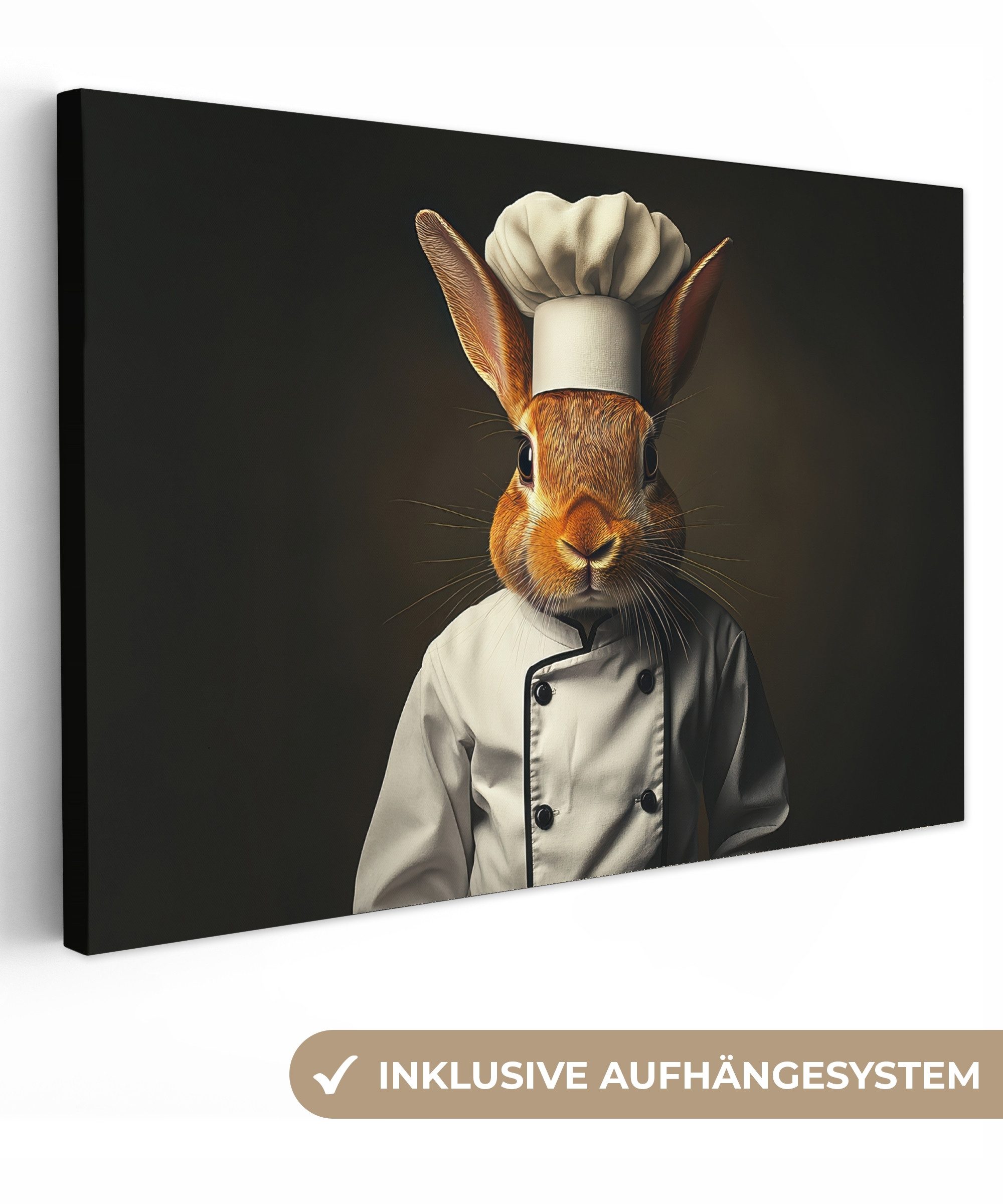 OneMillionCanvasses® Leinwandbild Kaninchen - Koch - Tier, Fotodruck (1 St) günstig online kaufen