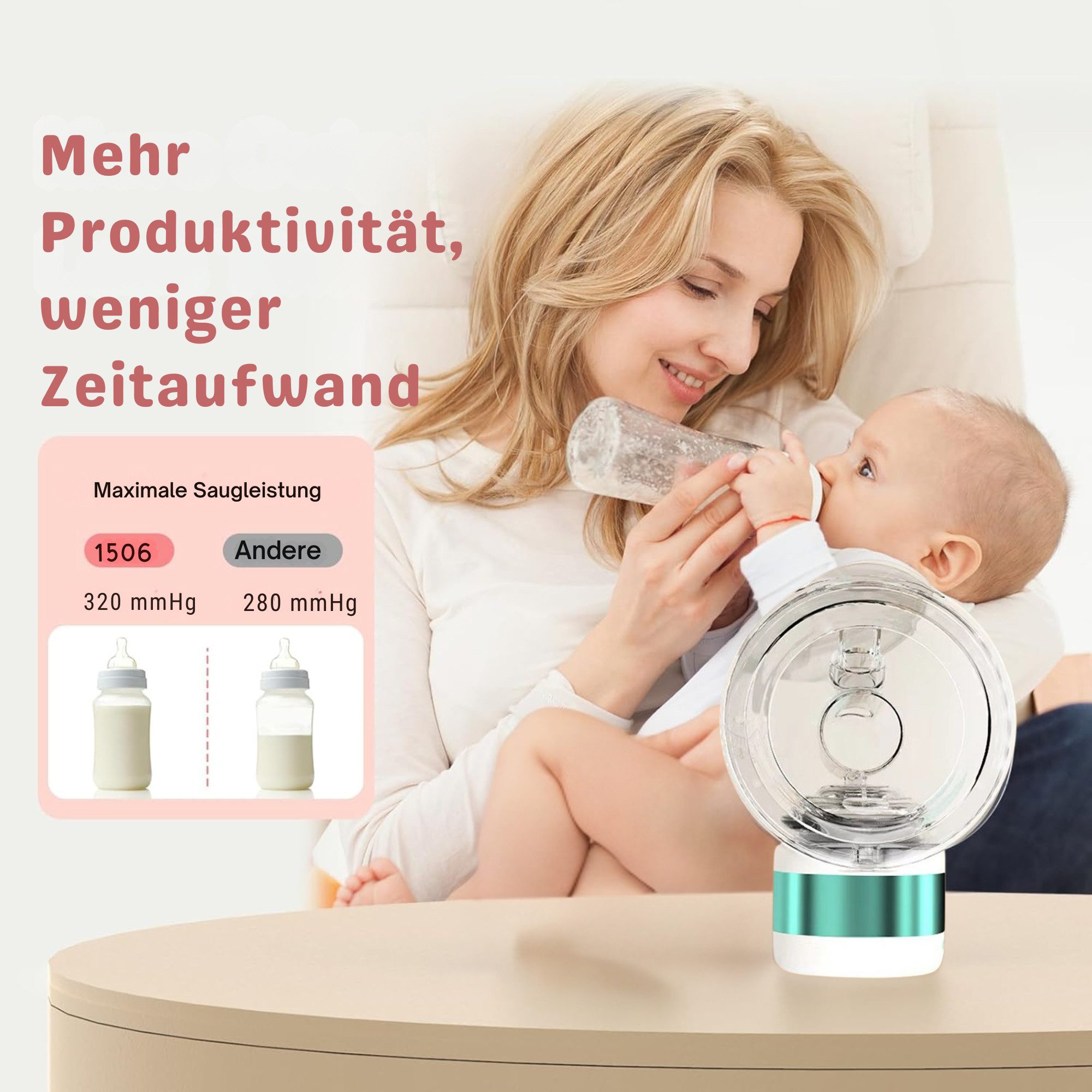 Vivitar Elektrische Milchpumpe Tragbar, freihändig bedienbar, starker Saugkraft 3 Modi 9 Stufen, elektrische Milchpumpe für zu Hause, im Büro und auf Reisen, 1-tlg., Silikonflansche (21/24 mm), wiederaufladbar leicht und diskret im BH, Speicherfunktion, extrem leise unter 40 dB, LED-Anzeige, BPA-frei