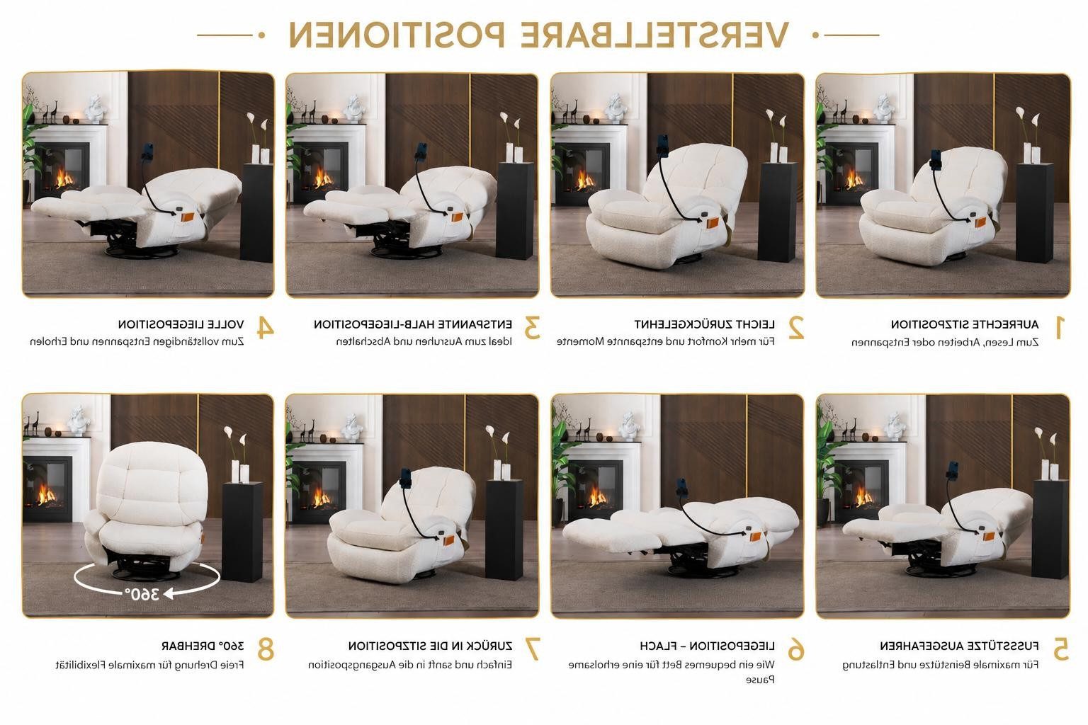 Xlmoebel Relaxsessel Stilvoller Relaxsessel mit ausziehbarer Fußstütze und Handyhalter (1-St), Made in Europa