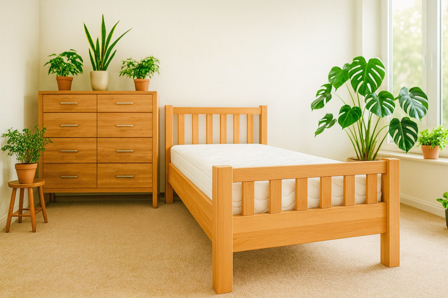 bv-vertrieb Massivholzbett Komfortbett Kernbuche 44cm Bettseitenhöhe Seniorenbett 100x200 #3320