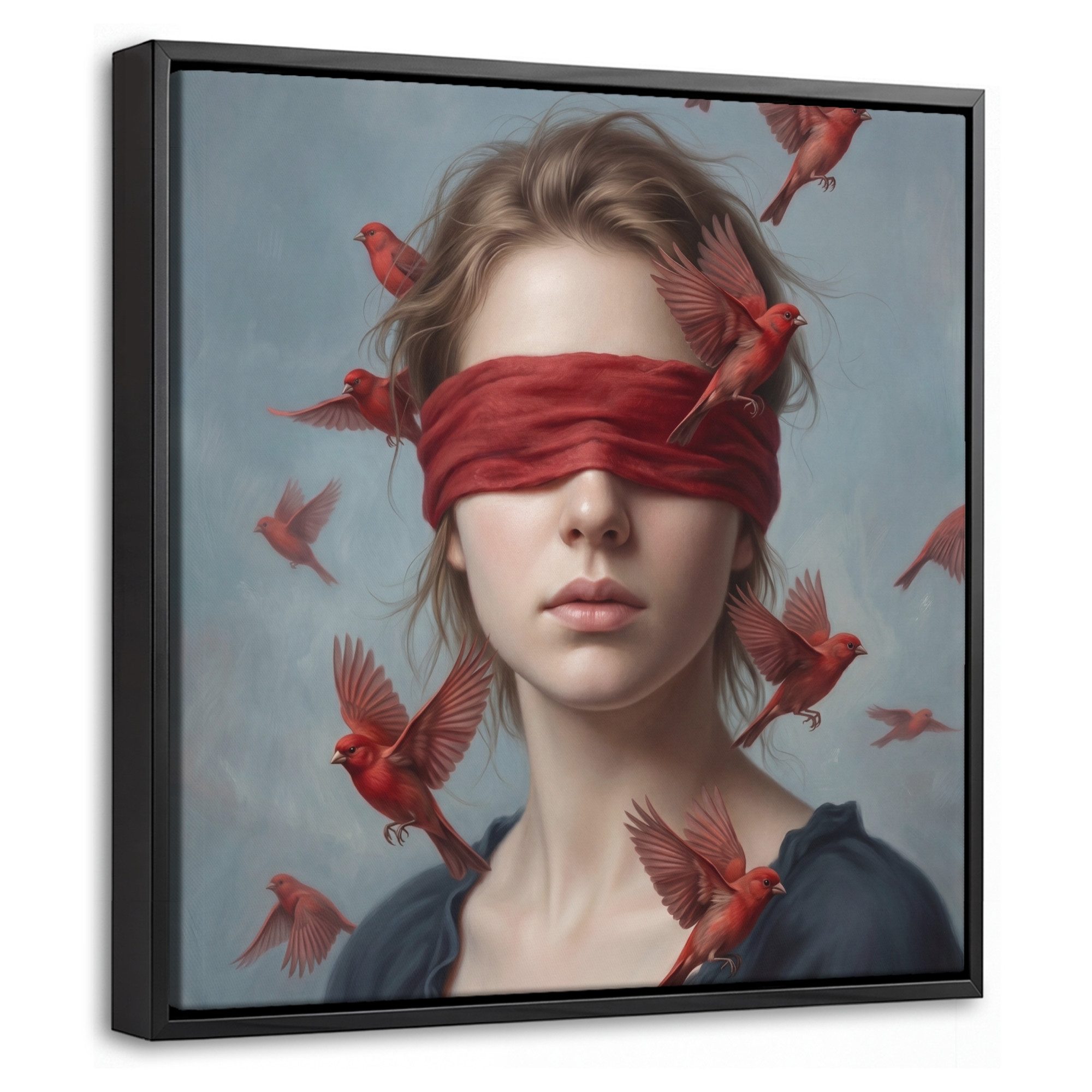OneMillionCanvasses® Leinwandbild mit Rahmen - Porträt - Kraftvoll - Rot, Fotodruck (1 St), Leinwand Bilder Klein, Wand Dekoration Aesthetic 20x20cm