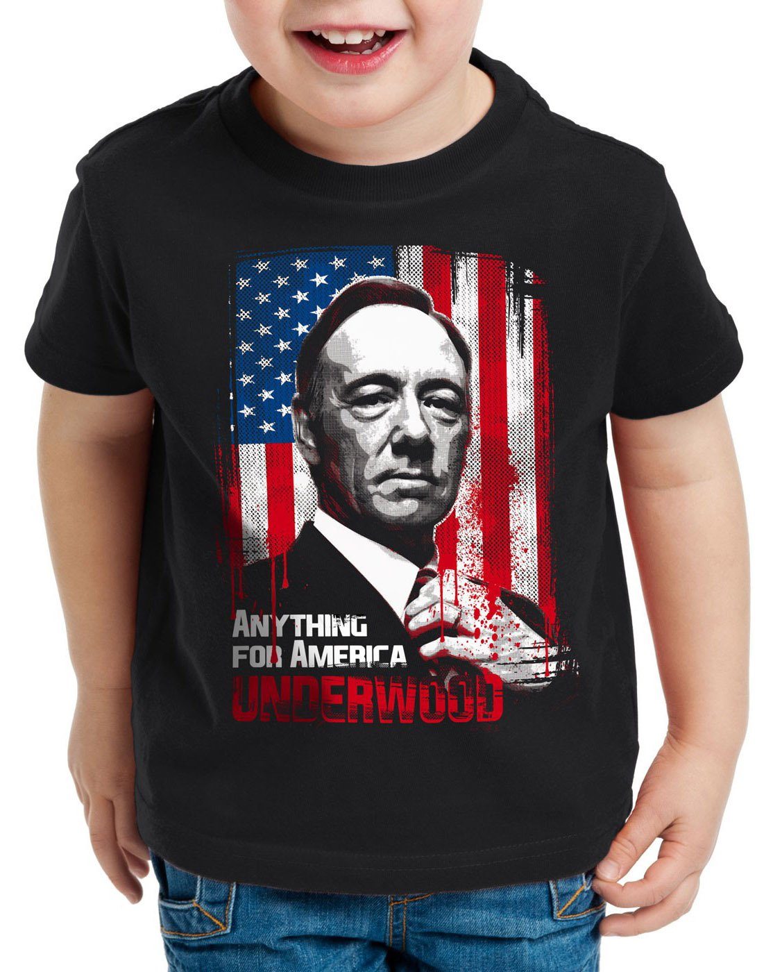 style3 Print-Shirt Kinder T-Shirt Anything for America house of president underwood cards