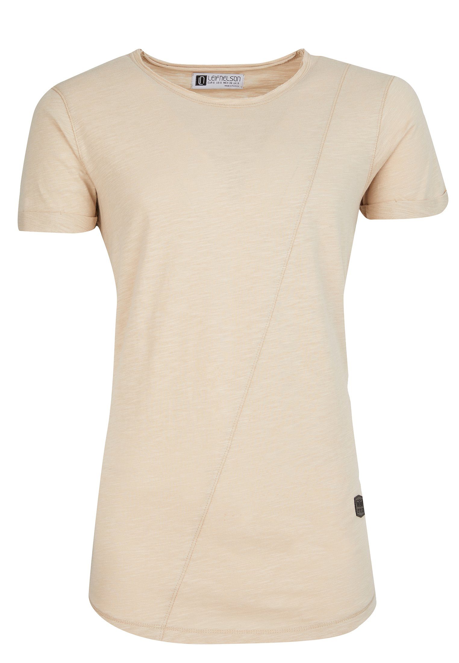 Leif T-Shirt beige Rundhals Nelson T-Shirt Herren LN-8209