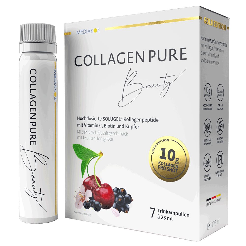 COLLAGEN PURE COLLAGEN PURE Beauty – 10 g Kollagen Trinkampullen, Mit Vitamin C, Biotin & Kupfer für Deinen natürlichen Glow-Effekt à 7 St., 175 ml