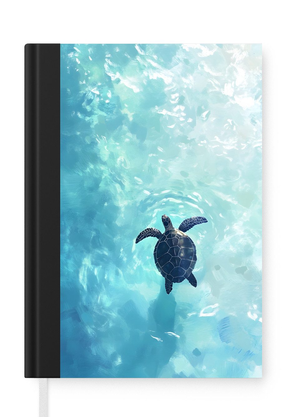 MuchoWow Notizbuch Schildkröte - Meer - Blau - Glitzern, Notebook, Notizblock a5, Tagebuch, Journal Liniert