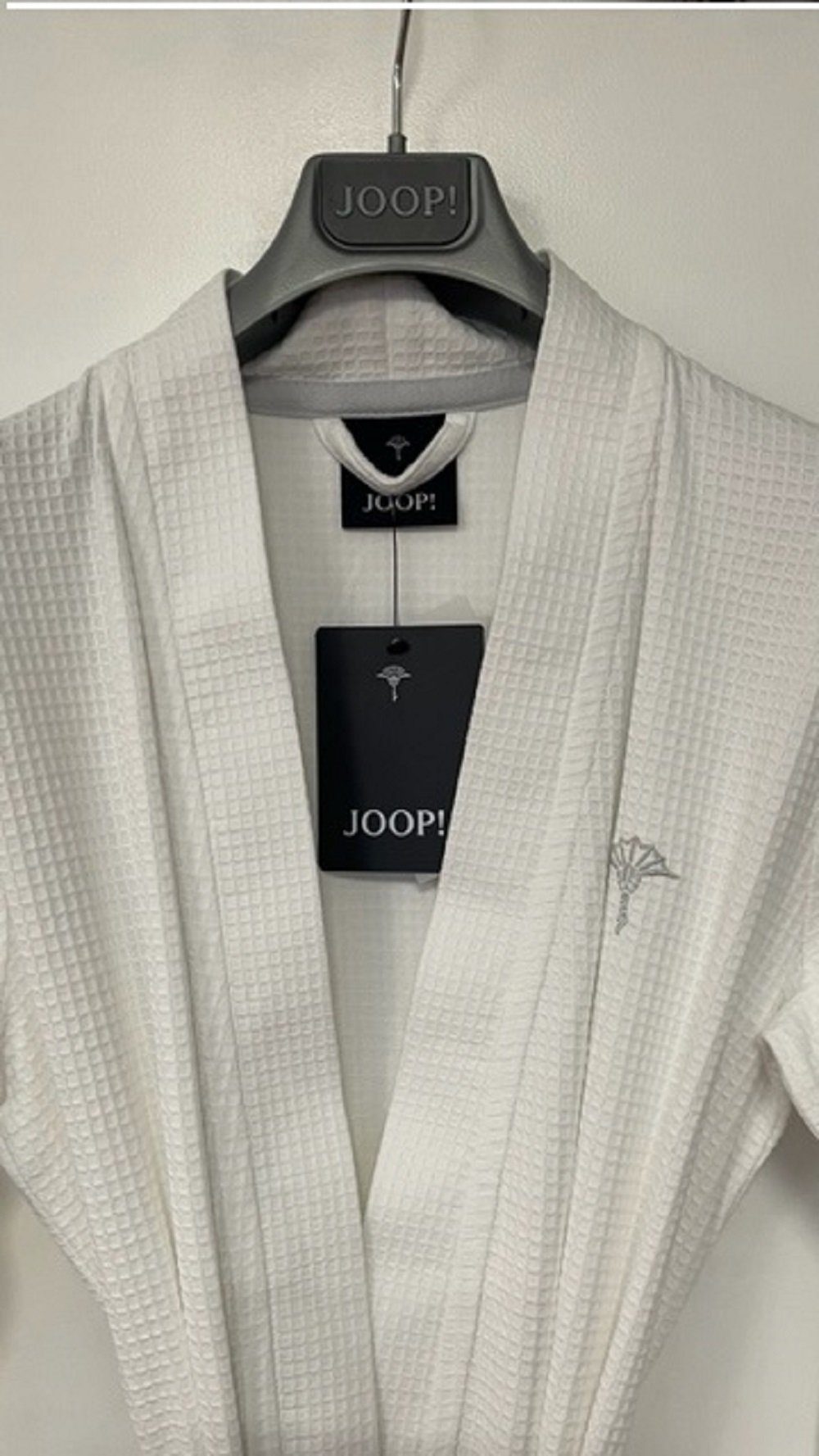Joop! Kimono »JOOP! Kimono 1657 leichter Damen Kimono Bademantel Uni Piqué  in Weiß mit gesticktem Logo«, Baumwolle, Kimono-Kragen