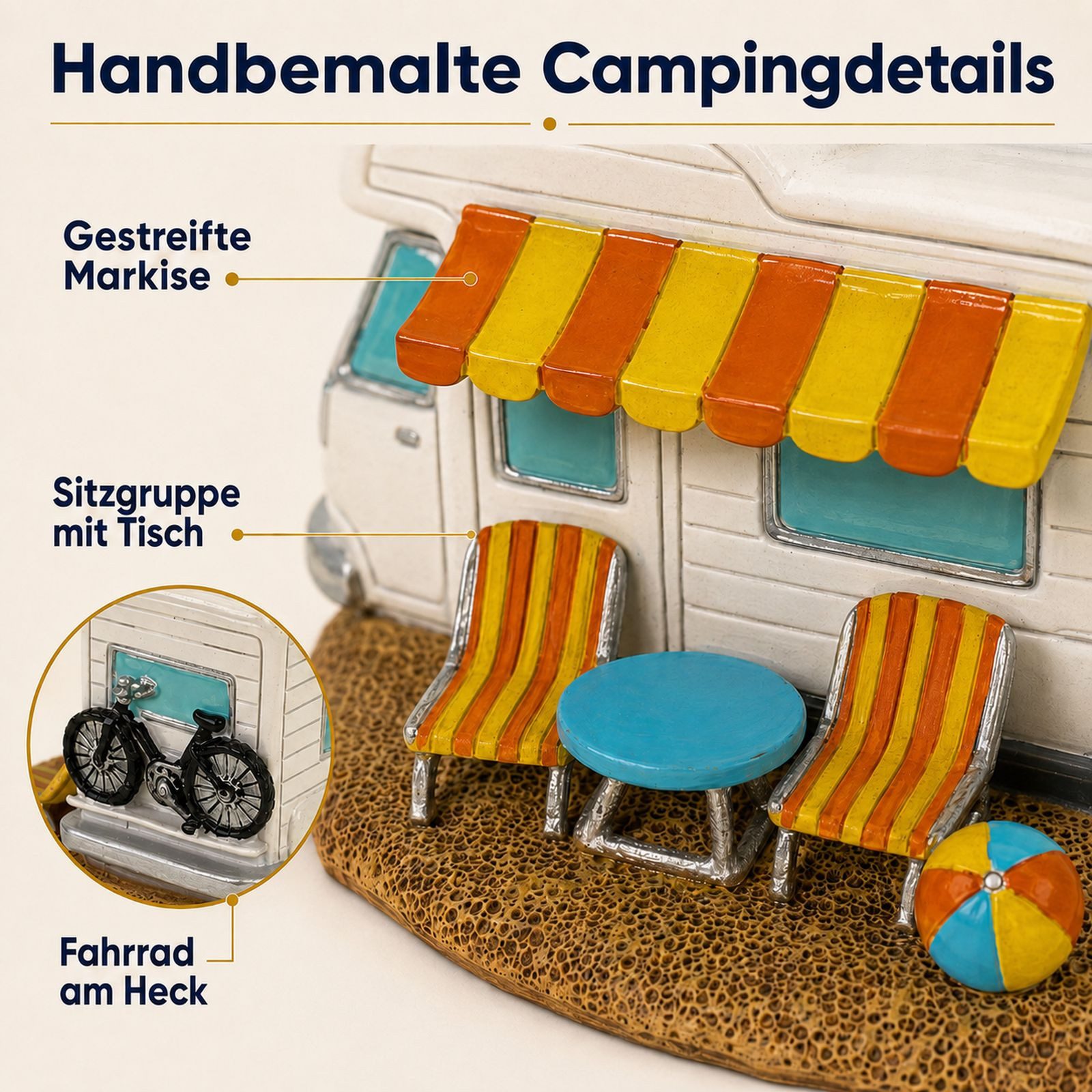 Kremers Schatzkiste Spardose Wohnmobil mit Drehverschluss 17 cm Urlaubskasse & Geldgeschenk, Handbemalt – Bild 5 von 5