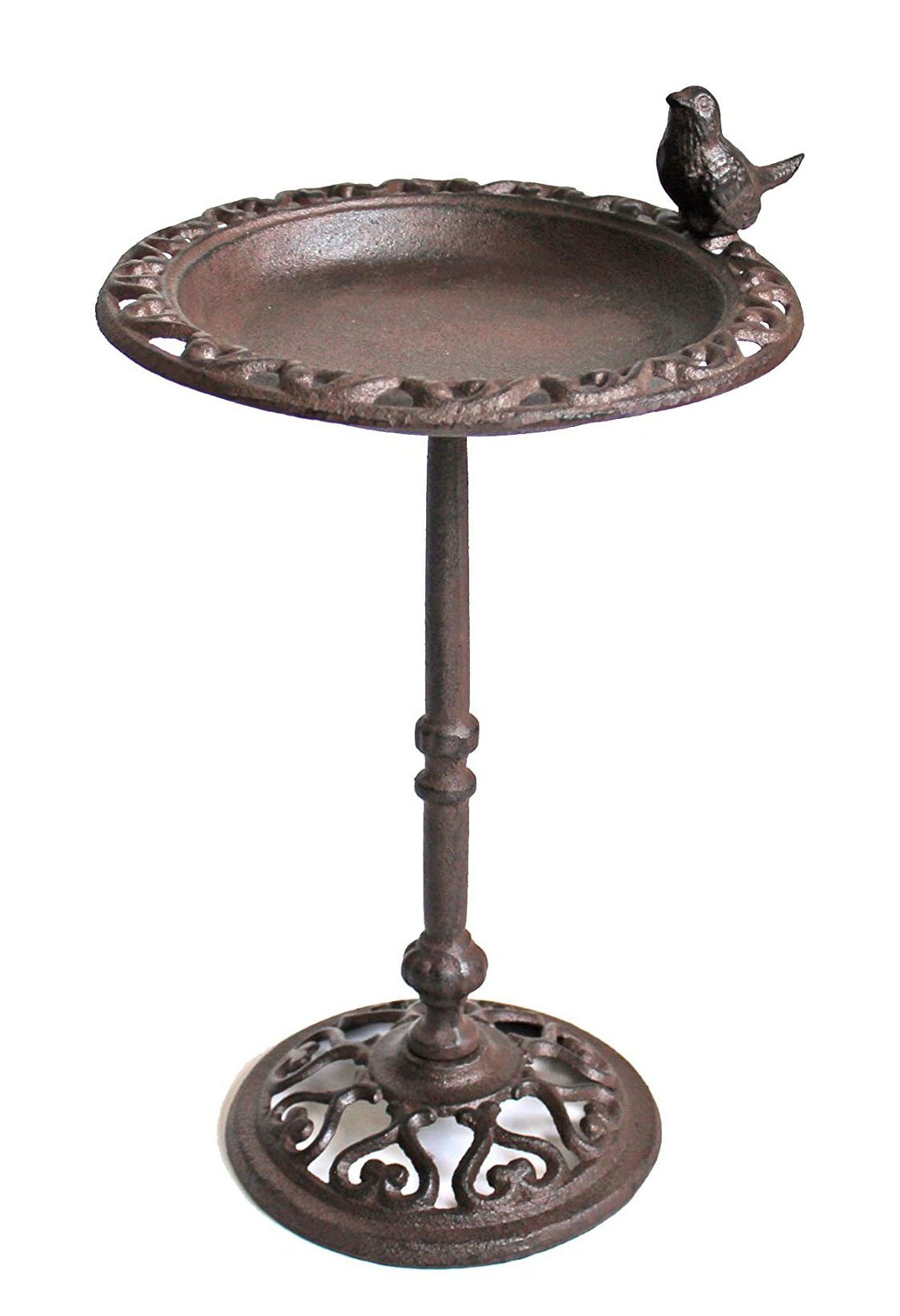 Vogeltränke Gusseisen Wassertränke VOGEL antik braun - 39 cm