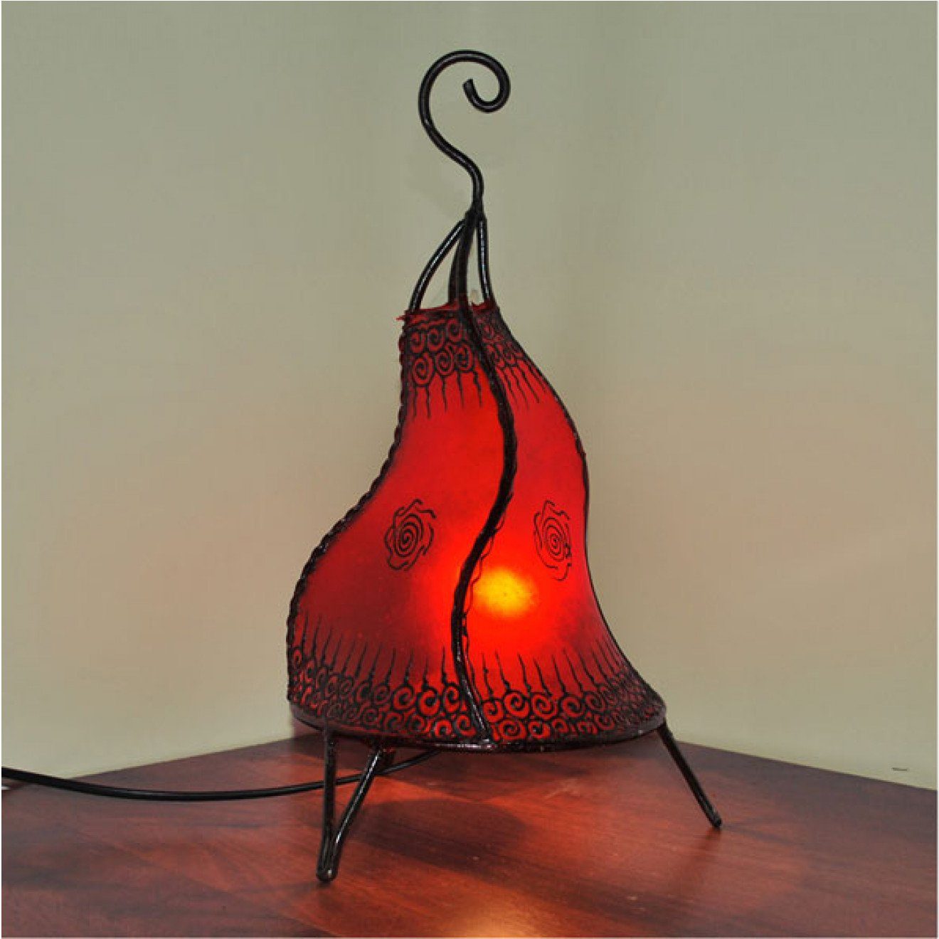 Stehlampe, Leder l-artisan H40cm Tischleuchte Rot Bodenleuchte, CHEVAL Marokkanische