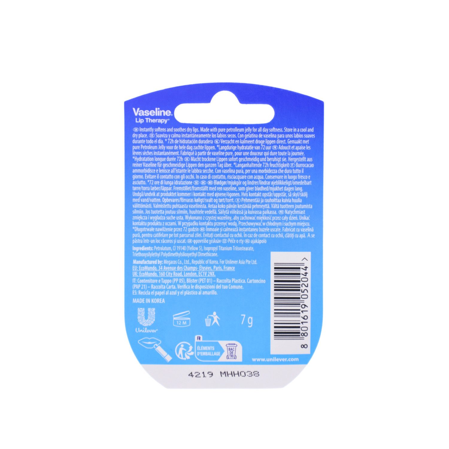 Vaseline Lippenpflegestift Vaseline Lip Therapy Original Pflegender Lippenbalsam für optimale Feu