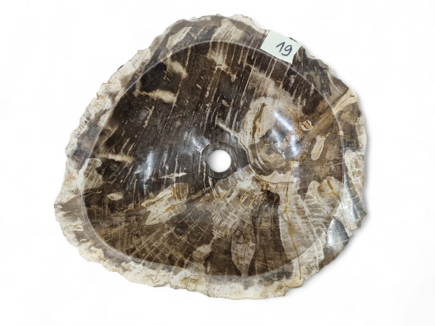 Thumbnail - Kinaree Aufsatzwaschbecken Versteinertes Holz Waschbecken #19, poliert, Braun, Beige, Naturstein, Bruchstein Optik