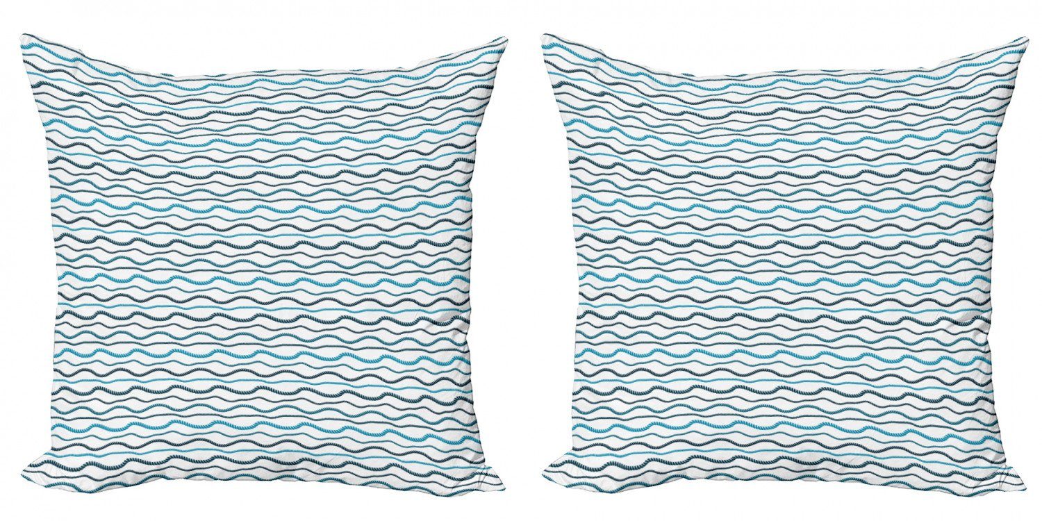 Kissenbezüge Modern Accent Doppelseitiger Digitaldruck, Abakuhaus (2 Stück), blau Wasser Horizontal Marine Ropes