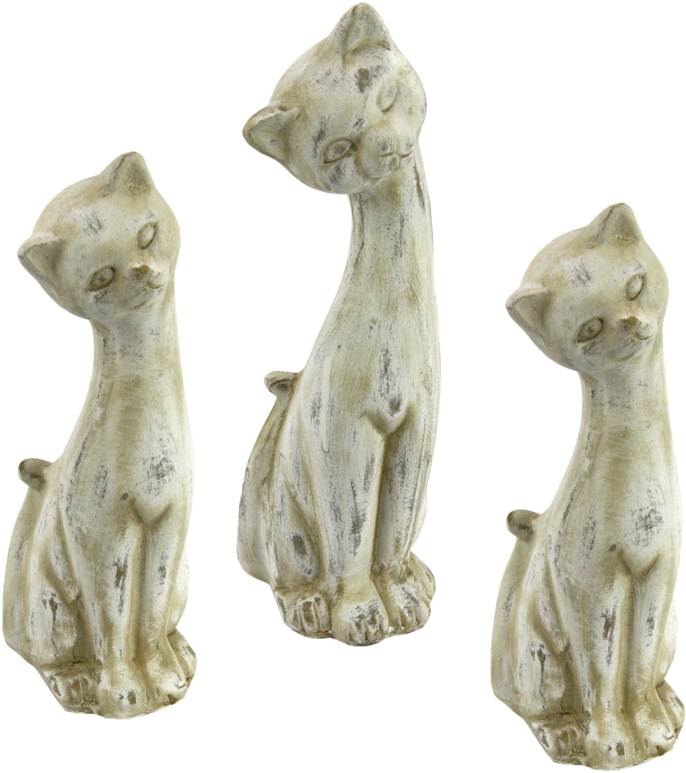 I.GE.A. Tierfigur Antik-Keramikkatze, (3er Set) | Tierfiguren