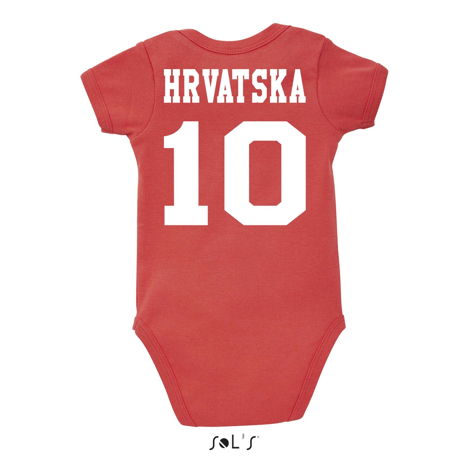 Baby Weiss/Rot Kroatien Fußball Hrvatska & Kinder Weltmeister Strampler WM EM Sport Blondie Trikot Brownie